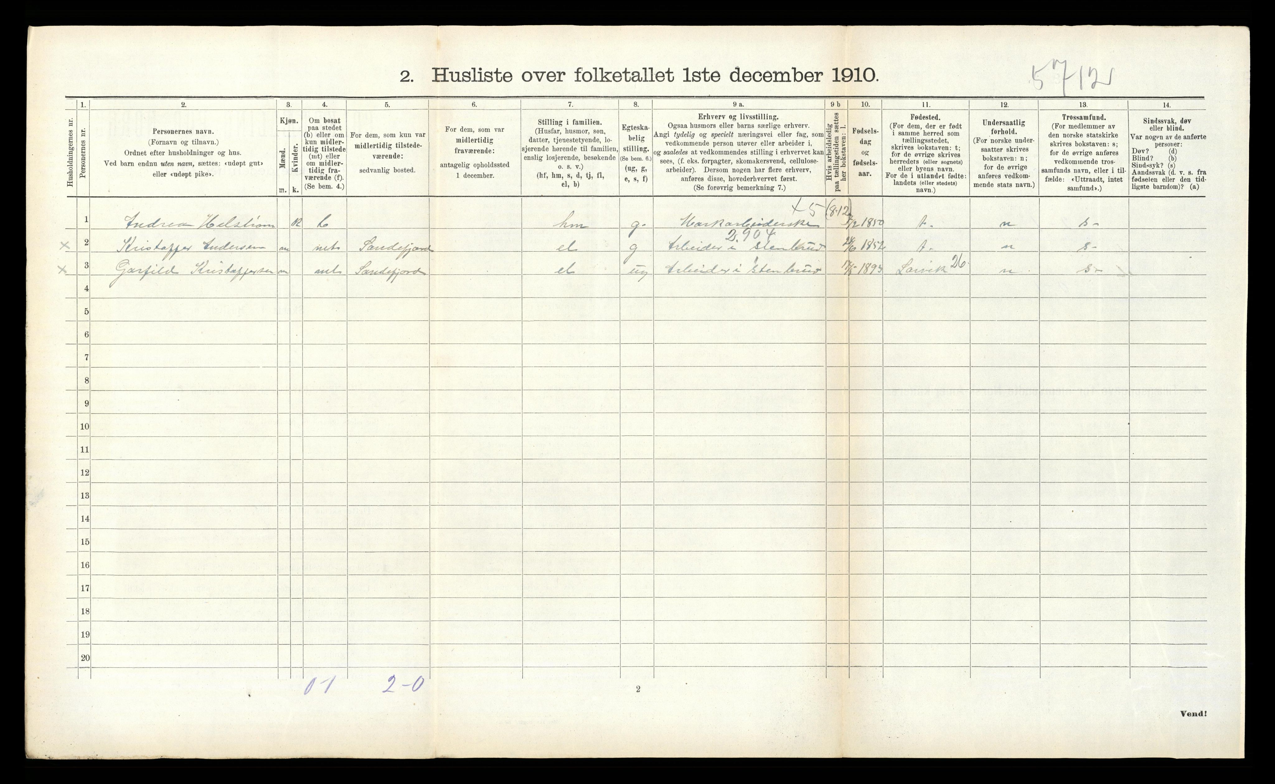 RA, 1910 census for Bamble, 1910, p. 723