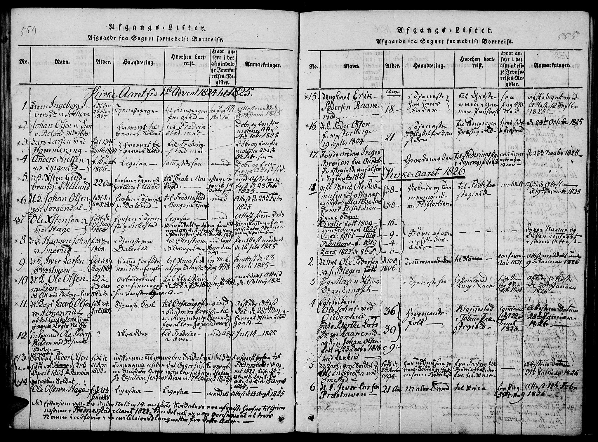 Fåberg prestekontor, AV/SAH-PREST-086/H/Ha/Haa/L0003: Parish register (official) no. 3, 1818-1833, p. 554-555