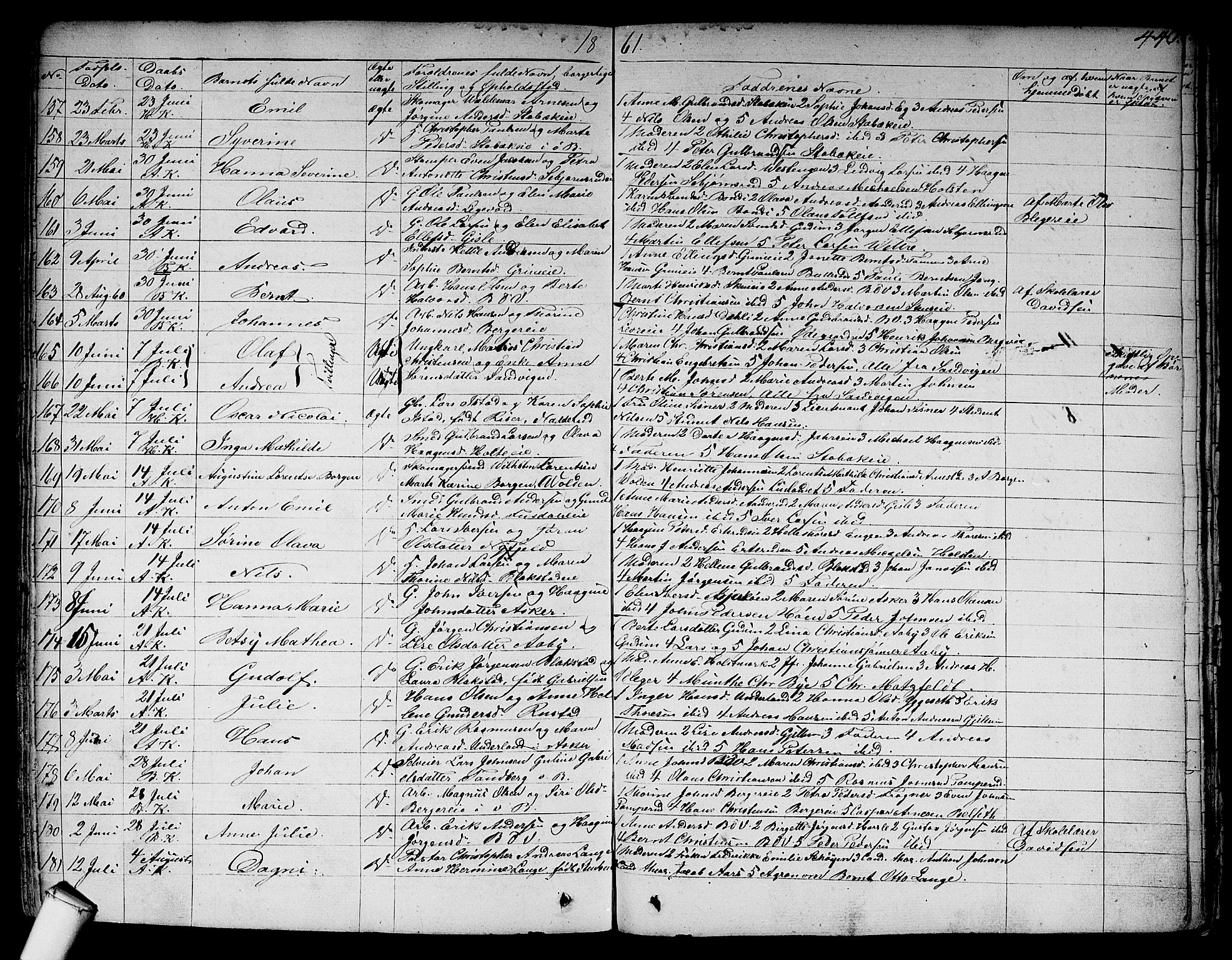 Asker prestekontor Kirkebøker, SAO/A-10256a/F/Fa/L0007: Parish register (official) no. I 7, 1825-1864, p. 440