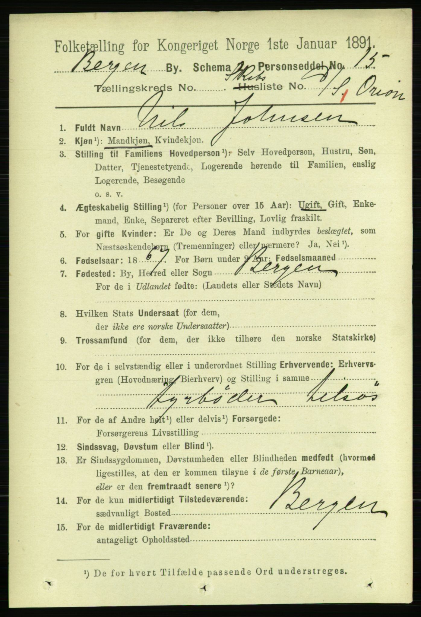 RA, 1891 Census for 1301 Bergen, 1891, p. 64444