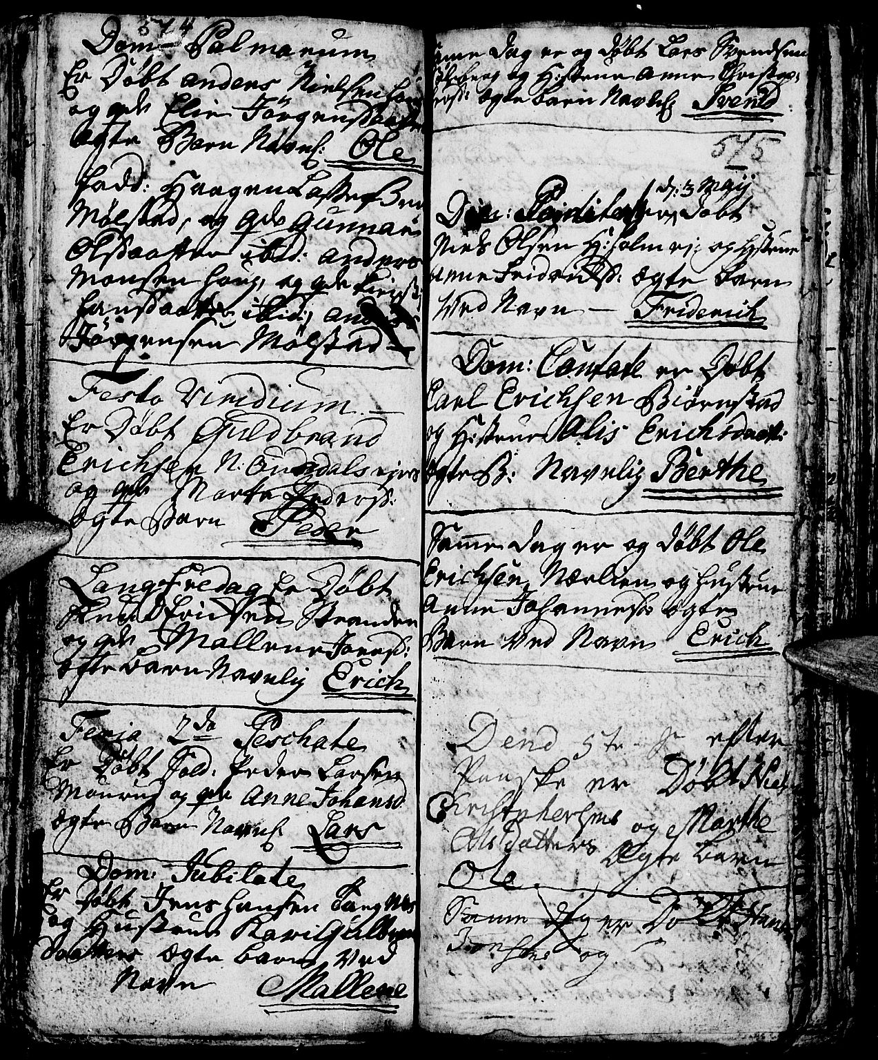 Nes prestekontor, Hedmark, AV/SAH-PREST-020/L/La/L0001: Parish register (copy) no. 1, 1663-1784, p. 574-575