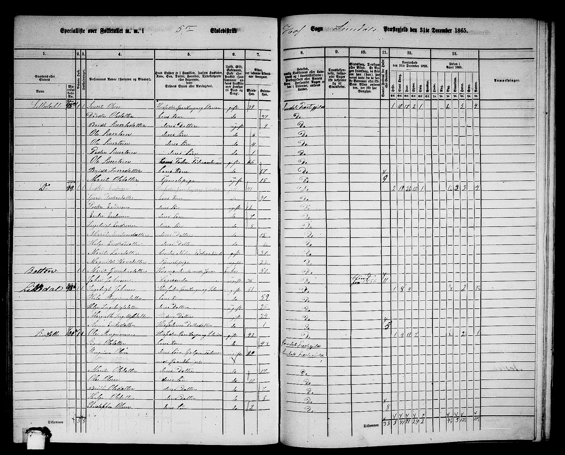 RA, 1865 census for Sunndal, 1865, p. 74