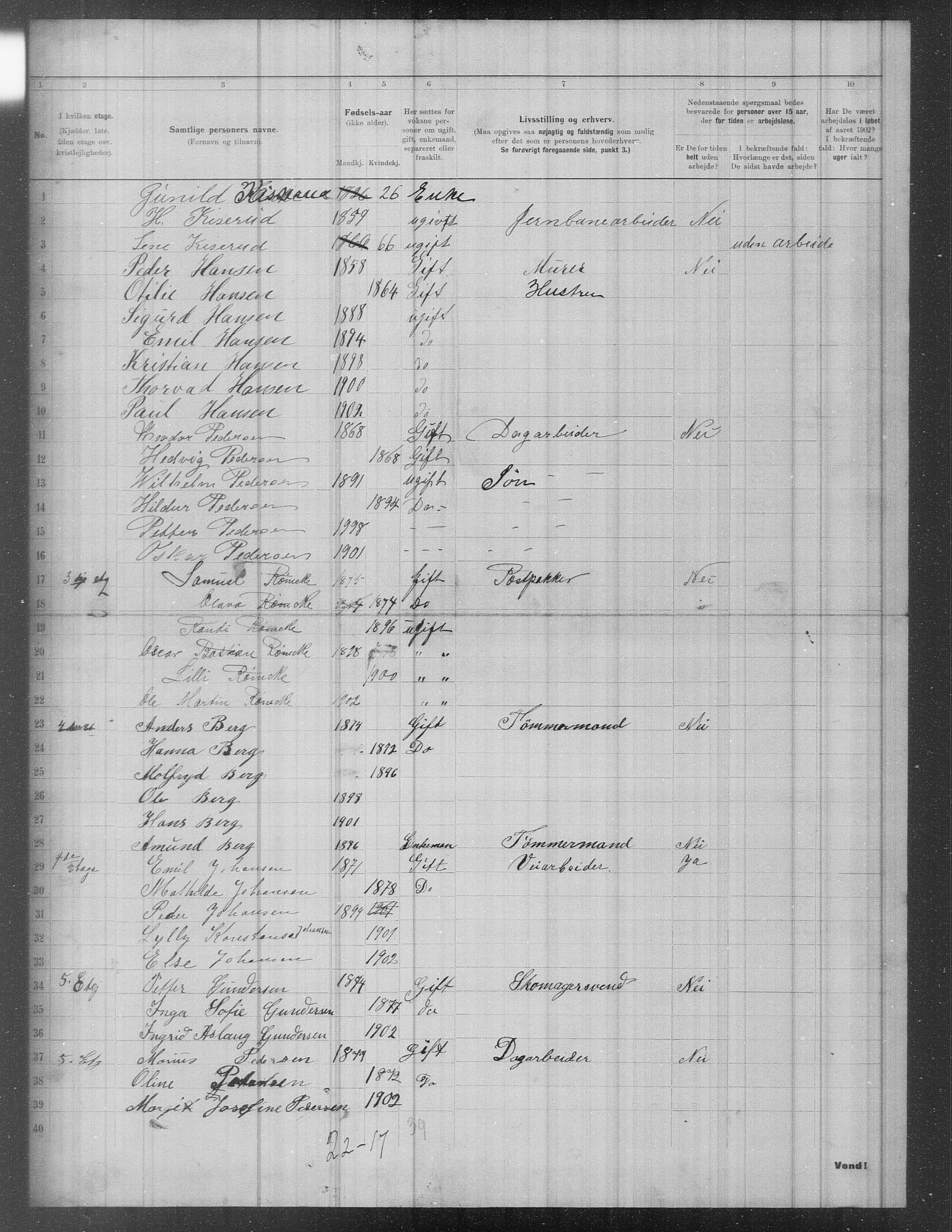 OBA, Municipal Census 1902 for Kristiania, 1902, p. 493