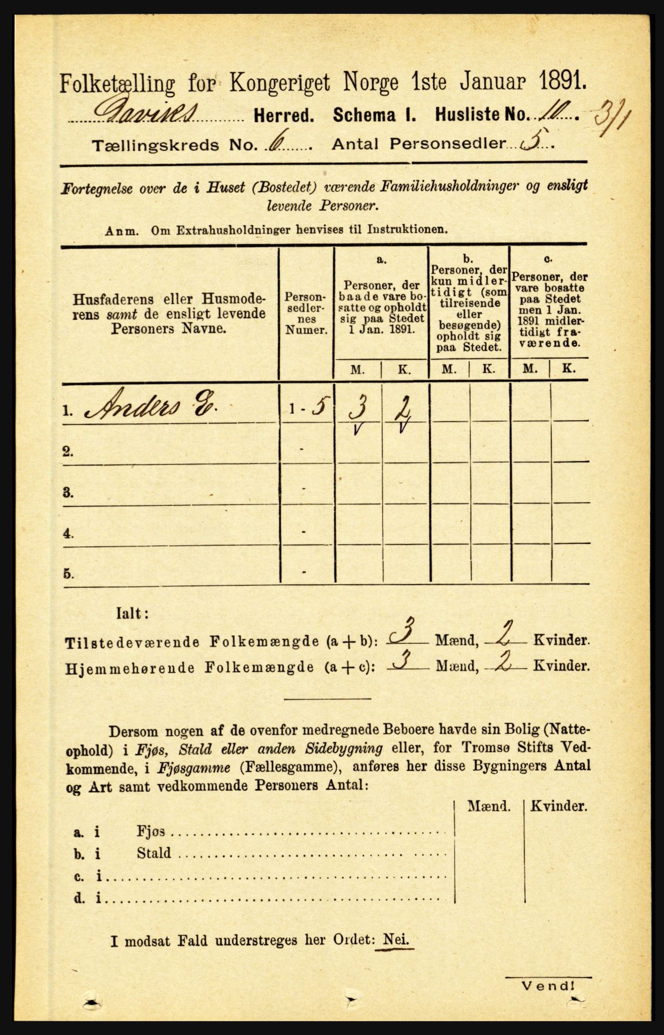 RA, 1891 census for 1442 Davik, 1891, p. 2244