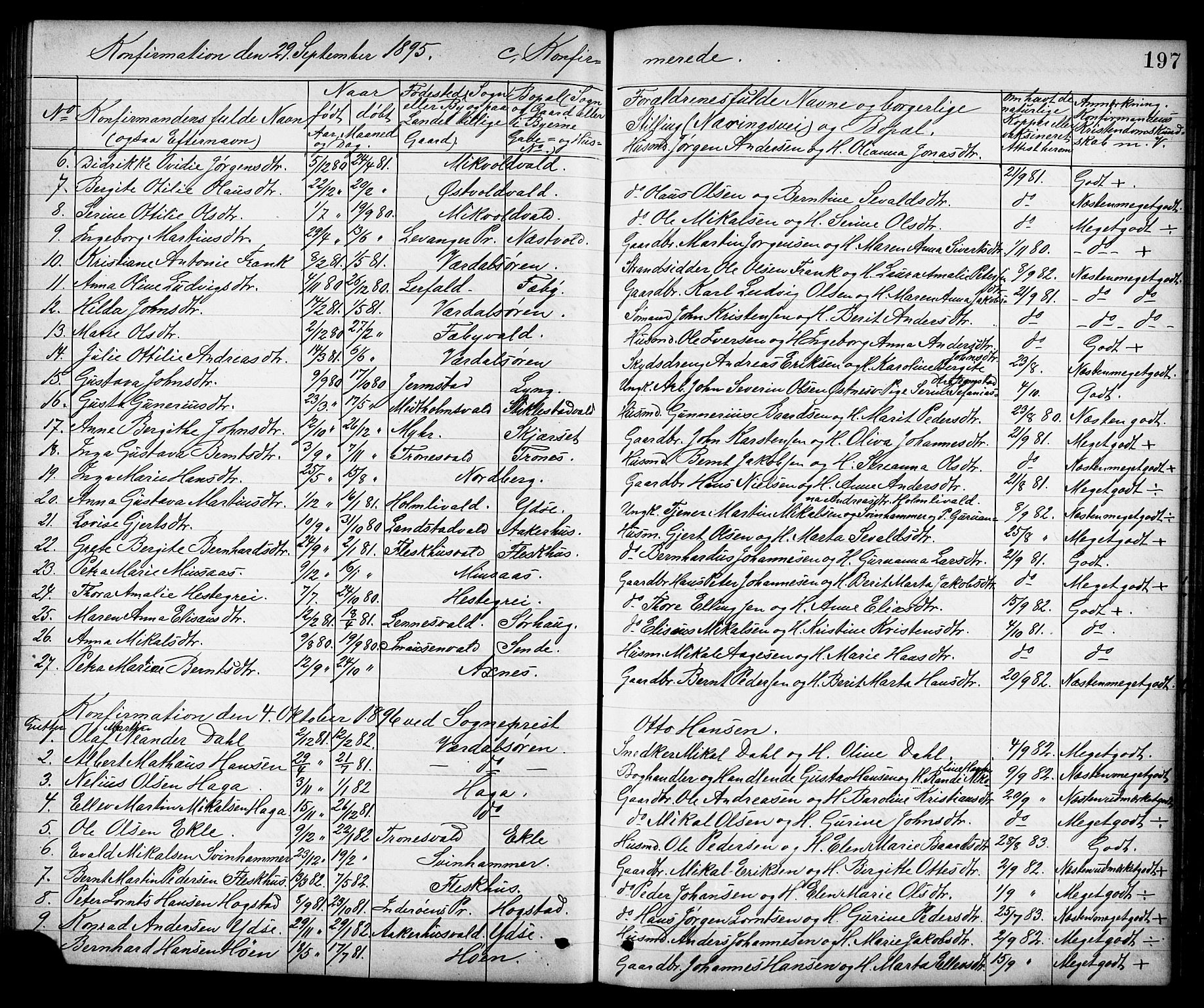 Ministerialprotokoller, klokkerbøker og fødselsregistre - Nord-Trøndelag, SAT/A-1458/723/L0257: Parish register (copy) no. 723C05, 1890-1907, p. 197
