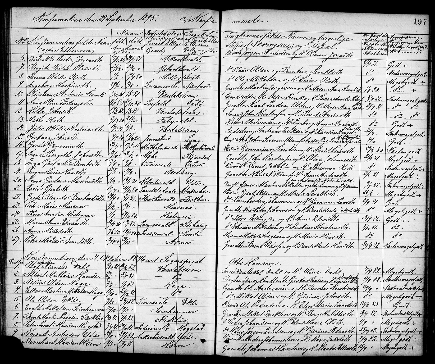Ministerialprotokoller, klokkerbøker og fødselsregistre - Nord-Trøndelag, AV/SAT-A-1458/723/L0257: Parish register (copy) no. 723C05, 1890-1907, p. 197