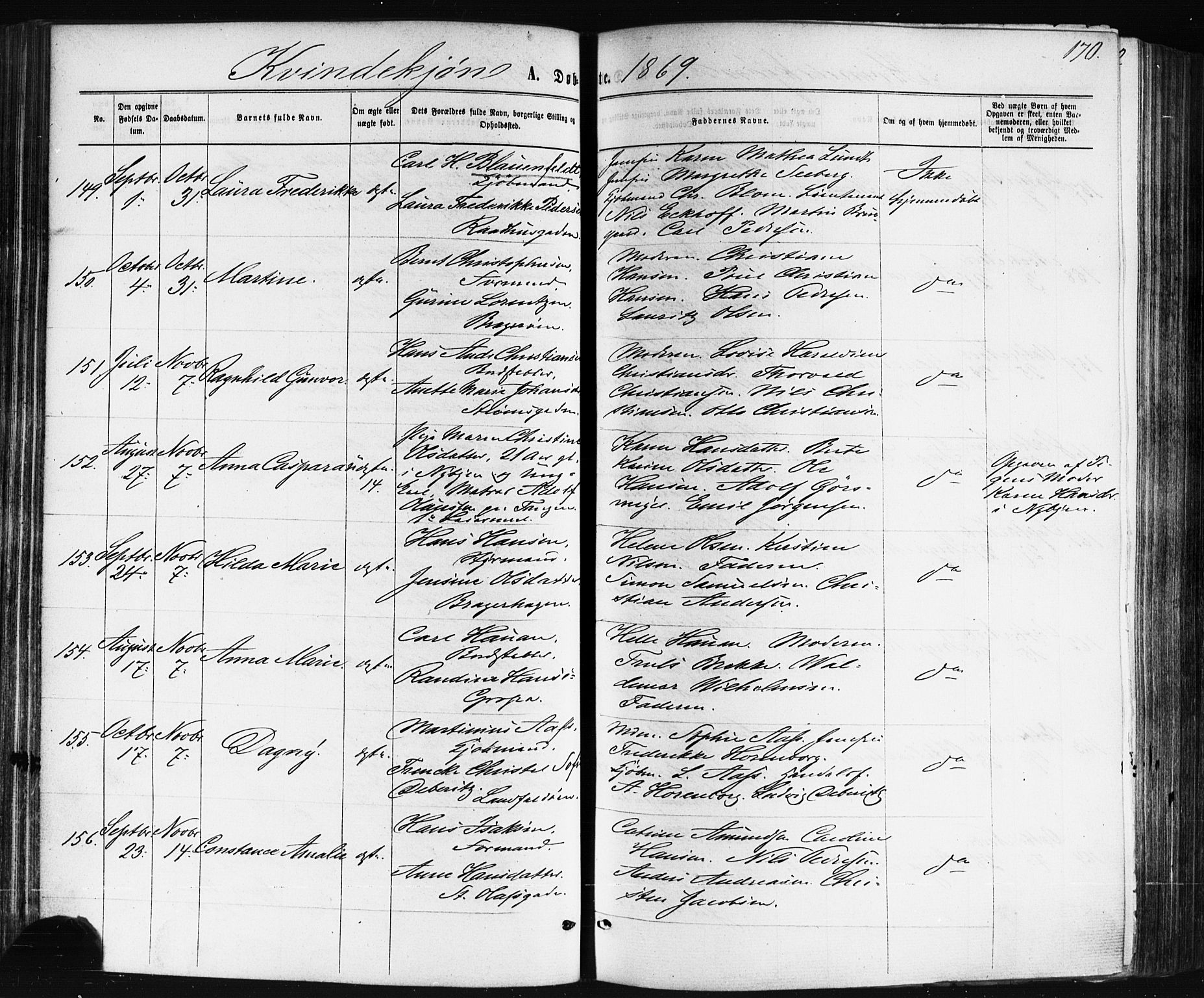 Bragernes kirkebøker, AV/SAKO-A-6/F/Fb/L0004: Parish register (official) no. II 4, 1869-1875, p. 170