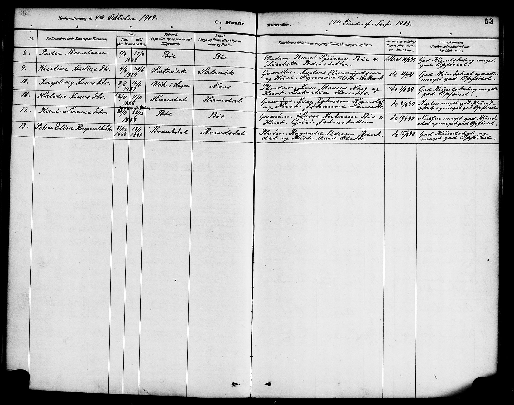 Hyllestad sokneprestembete, AV/SAB-A-80401: Parish register (official) no. C 1, 1886-1904, p. 53