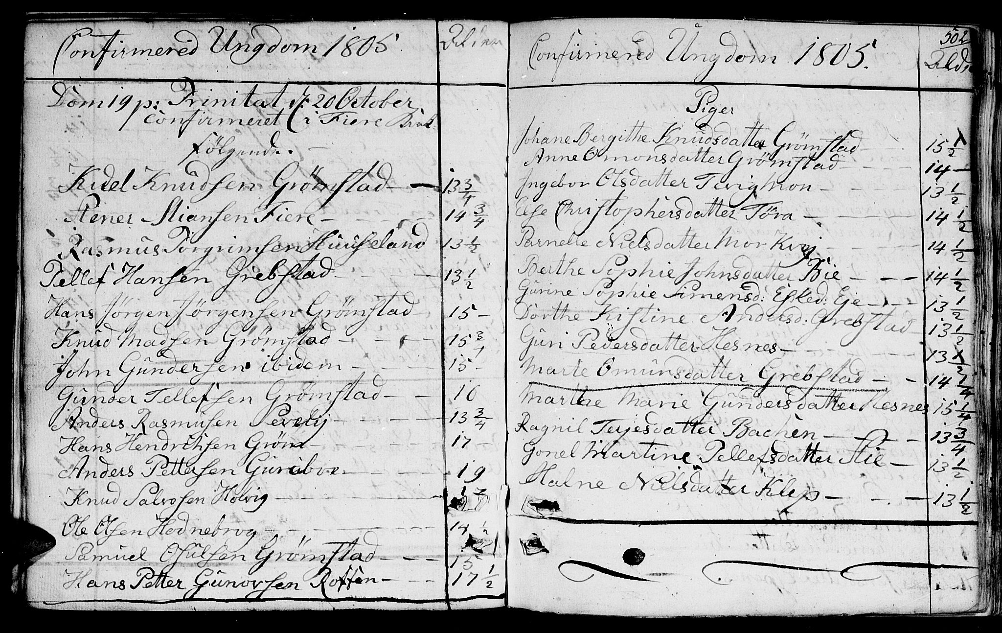 Fjære sokneprestkontor, SAK/1111-0011/F/Fb/L0006: Parish register (copy) no. B 6, 1803-1817, p. 502