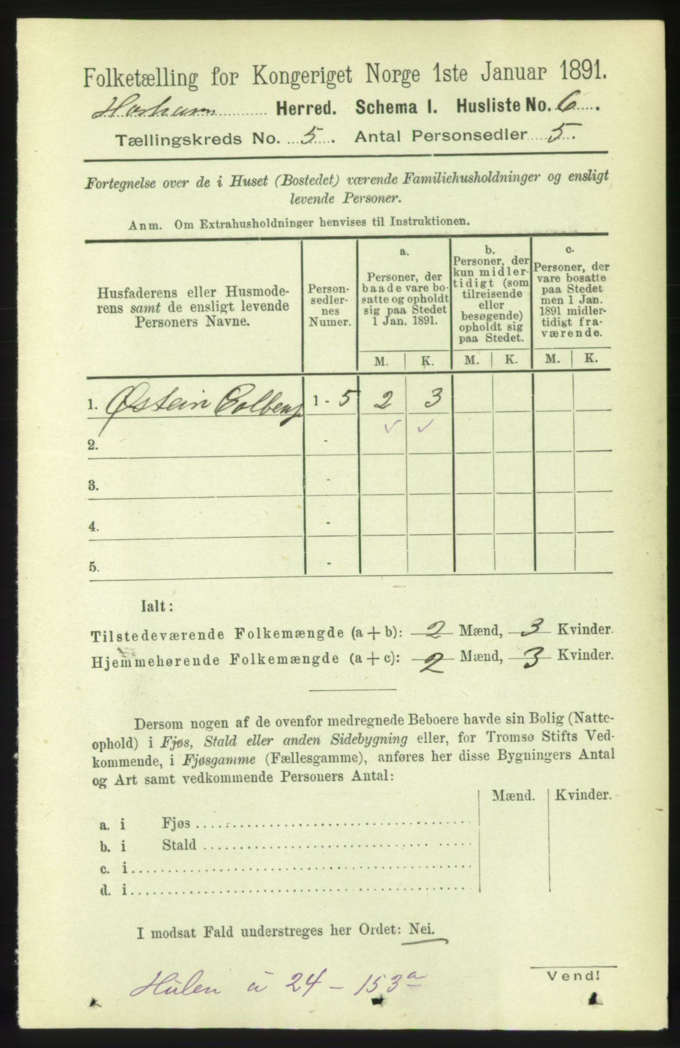 RA, 1891 census for 1534 Haram, 1891, p. 2336