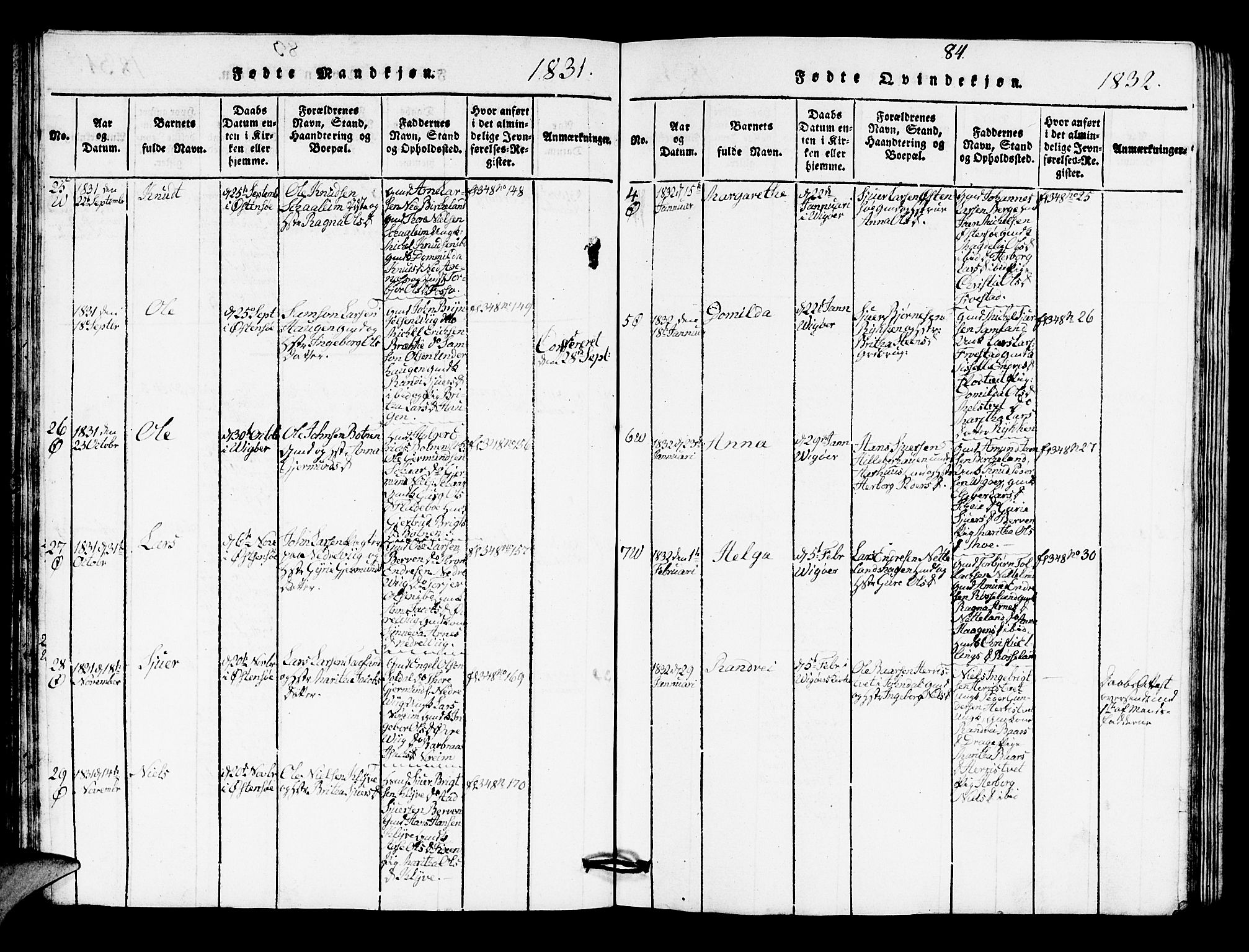 Kvam sokneprestembete, AV/SAB-A-76201/H/Hab: Parish register (copy) no. A 1, 1818-1832, p. 84