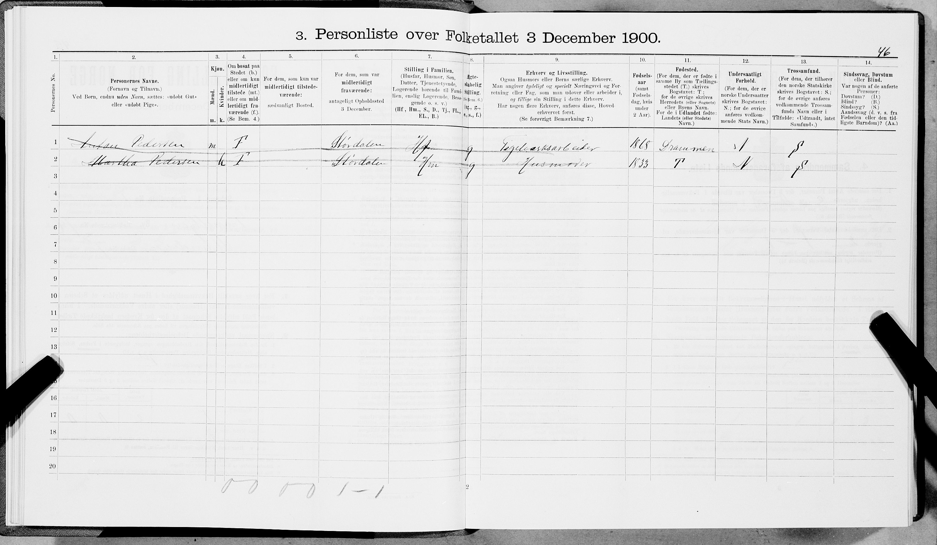 SAT, 1900 census for Trondheim, 1900, p. 14475