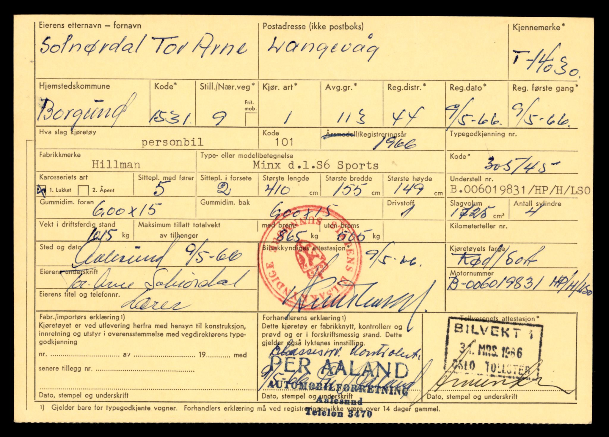 Møre og Romsdal vegkontor - Ålesund trafikkstasjon, AV/SAT-A-4099/F/Fe/L0042: Registreringskort for kjøretøy T 13906 - T 14079, 1927-1998, p. 1979