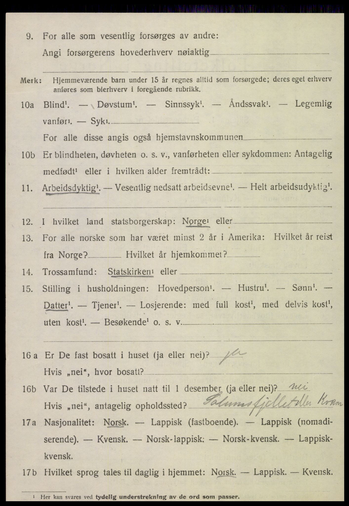 SAT, 1920 census for Klinga, 1920, p. 2084
