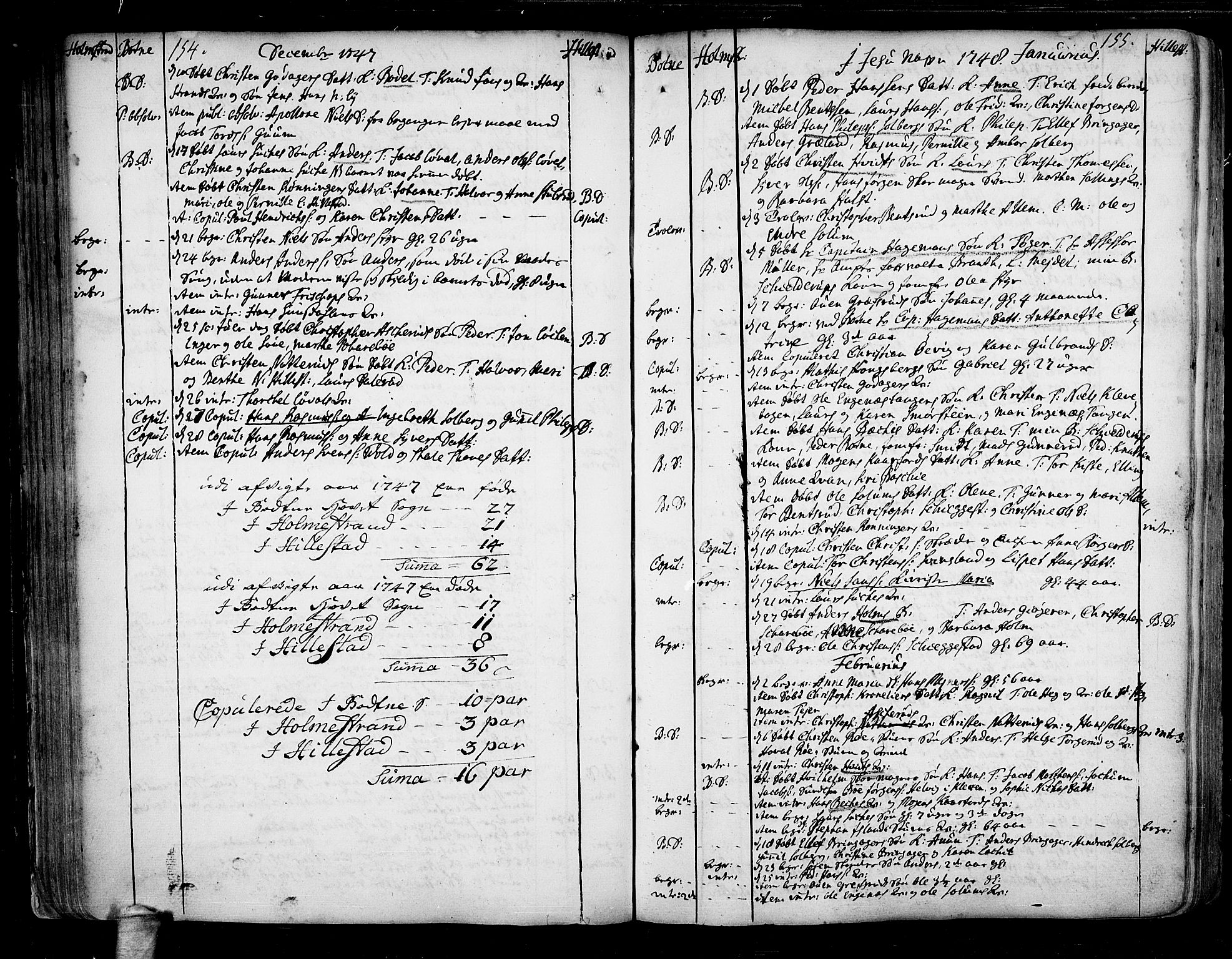 Botne kirkebøker, SAKO/A-340/F/Fa/L0001a: Parish register (official) no. I 1A, 1707-1778, p. 154-155