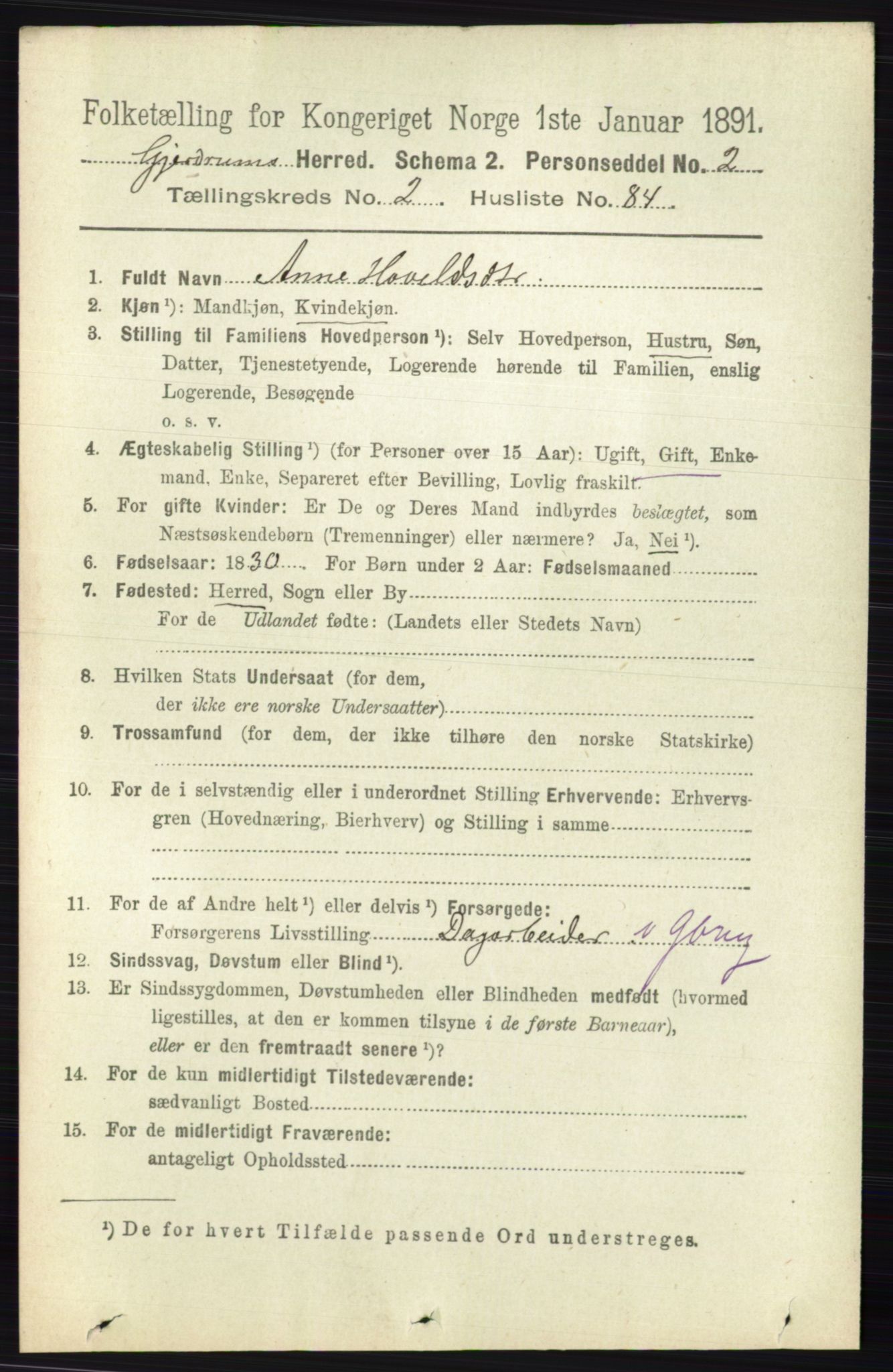 RA, 1891 census for 0234 Gjerdrum, 1891, p. 1067