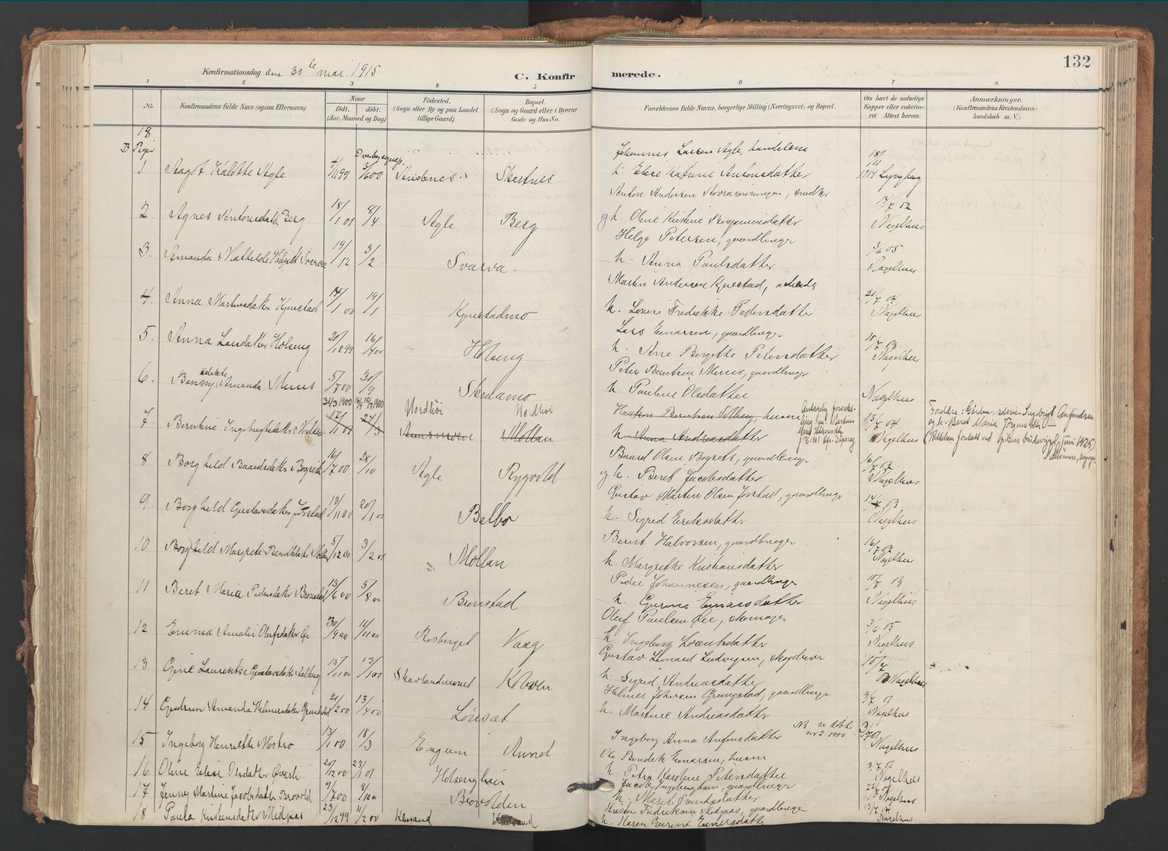 Ministerialprotokoller, klokkerbøker og fødselsregistre - Nord-Trøndelag, AV/SAT-A-1458/749/L0477: Parish register (official) no. 749A11, 1902-1927, p. 132