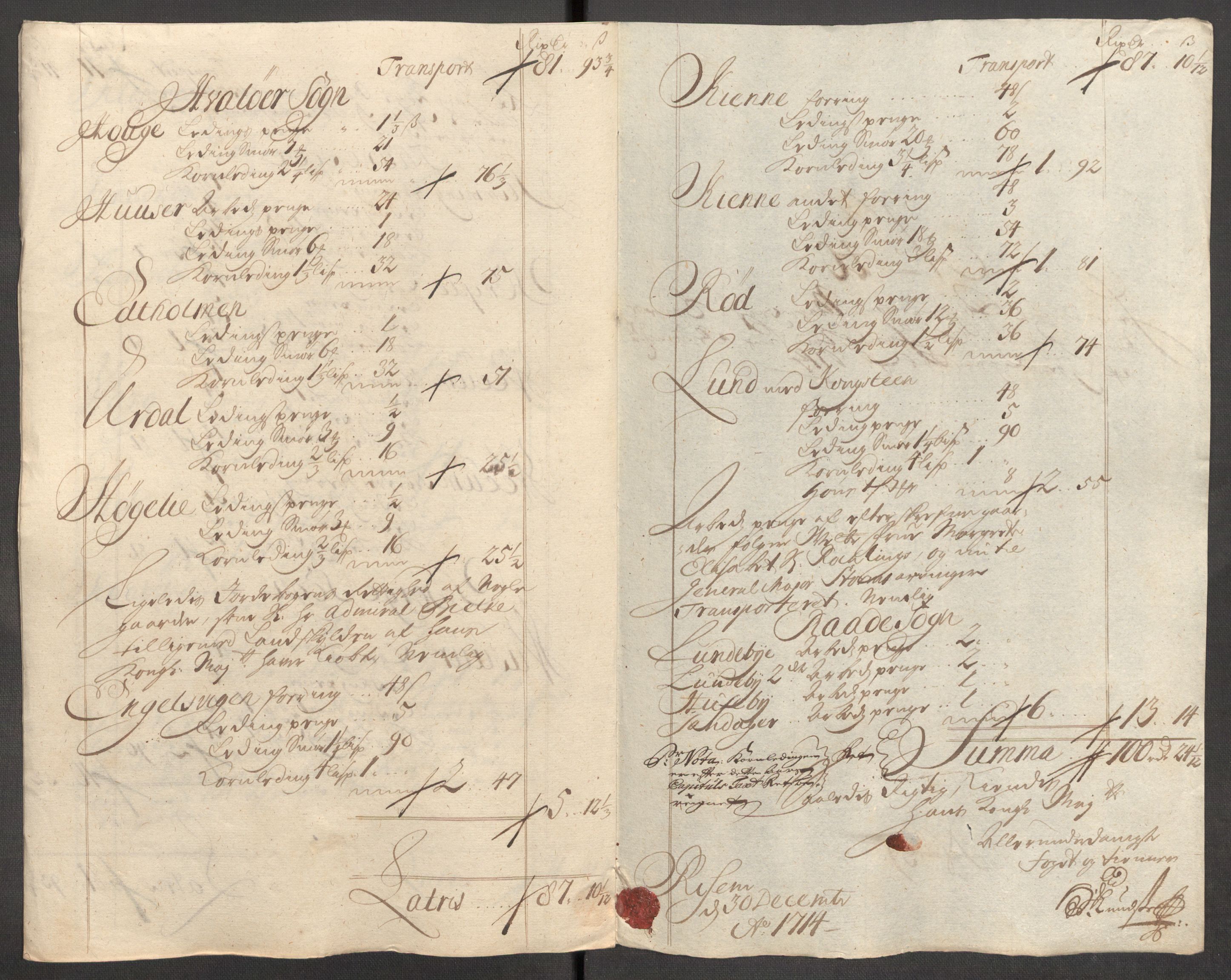 Rentekammeret inntil 1814, Reviderte regnskaper, Fogderegnskap, AV/RA-EA-4092/R04/L0138: Fogderegnskap Moss, Onsøy, Tune, Veme og Åbygge, 1713-1714, p. 531