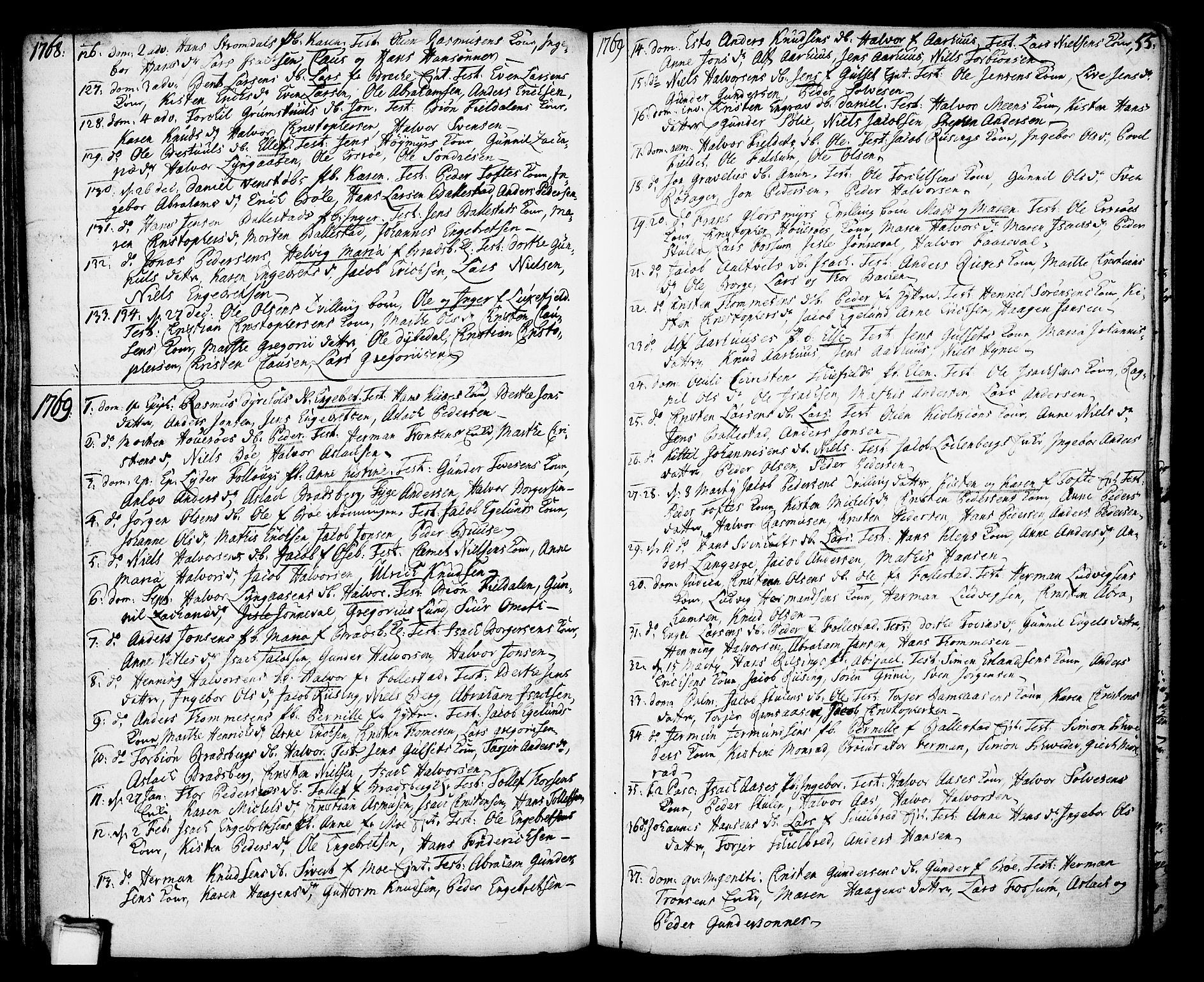 Gjerpen kirkebøker, AV/SAKO-A-265/F/Fa/L0002: Parish register (official) no. I 2, 1747-1795, p. 55