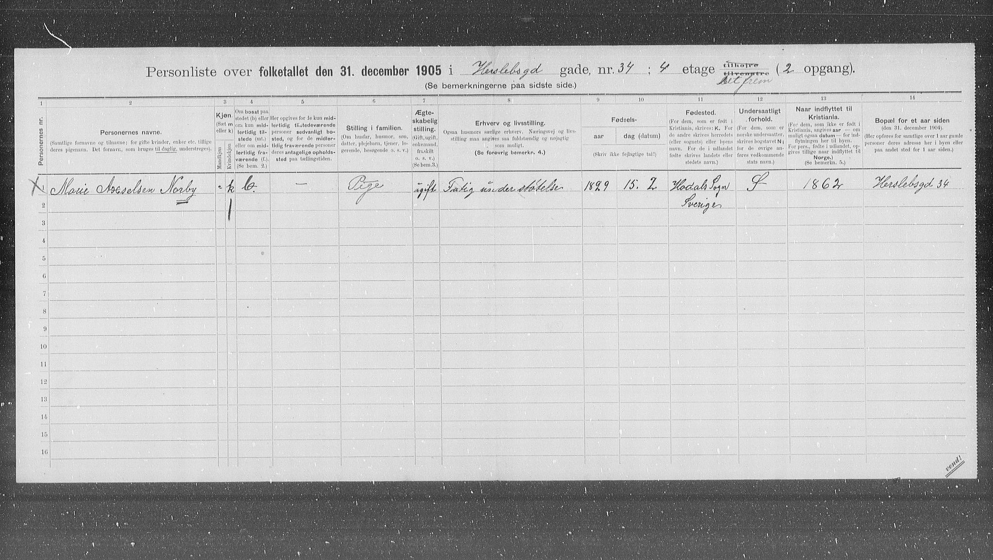 OBA, Municipal Census 1905 for Kristiania, 1905, p. 20677