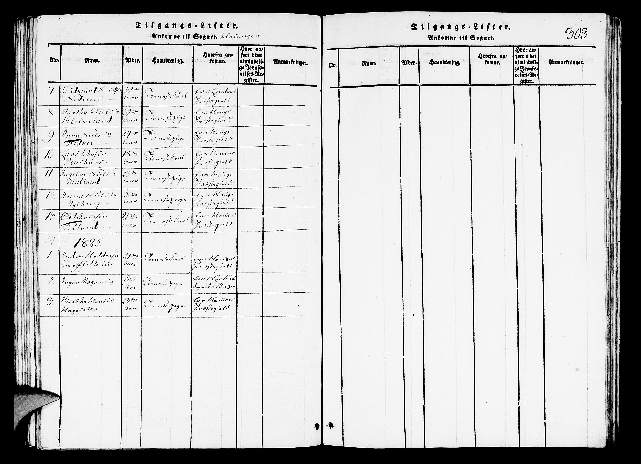 Hosanger sokneprestembete, AV/SAB-A-75801/H/Hab: Parish register (copy) no. A 1 /1, 1816-1856, p. 303