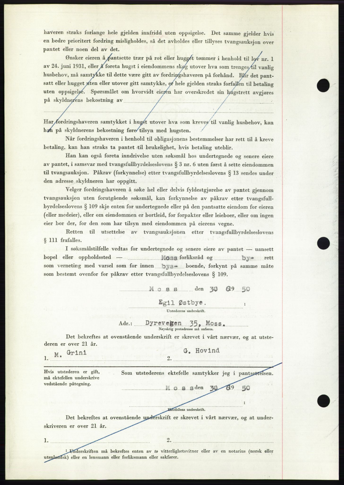 Moss sorenskriveri, AV/SAO-A-10168: Mortgage book no. B24, 1950-1950, Diary no: : 2187/1950