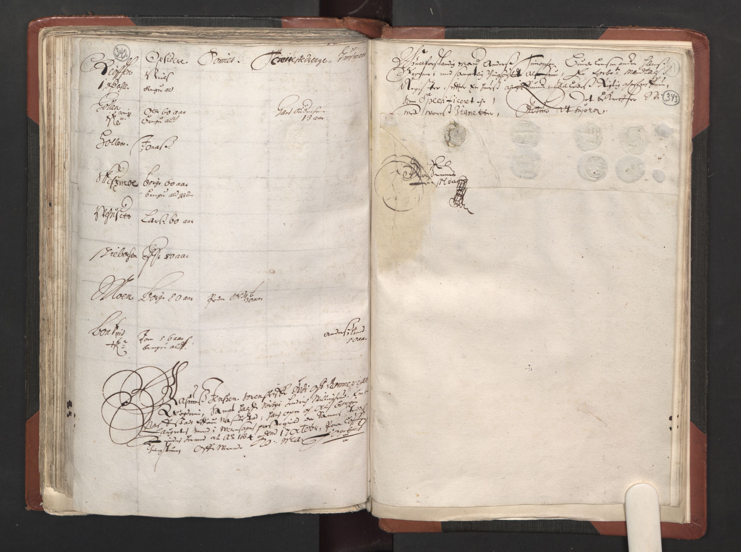 RA, Bailiff's Census 1664-1666, no. 2: Aker fogderi, Follo fogderi, Nedre Romerike fogderi and Øvre Romerike fogderi, 1664, p. 342-343