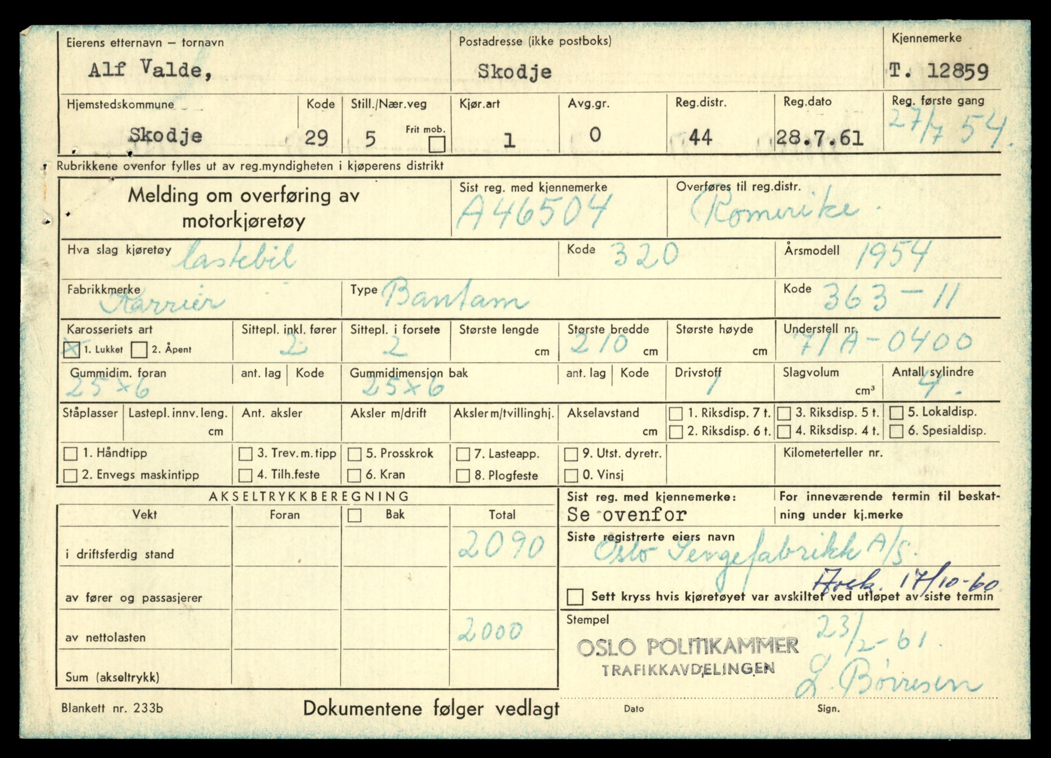 Møre og Romsdal vegkontor - Ålesund trafikkstasjon, AV/SAT-A-4099/F/Fe/L0036: Registreringskort for kjøretøy T 12831 - T 13030, 1927-1998, p. 523