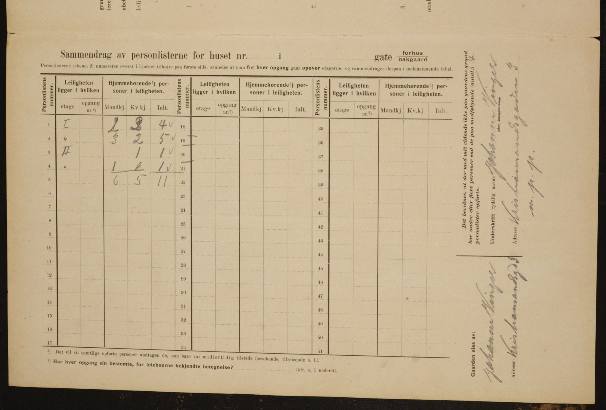 OBA, Municipal Census 1910 for Kristiania, 1910, p. 52646