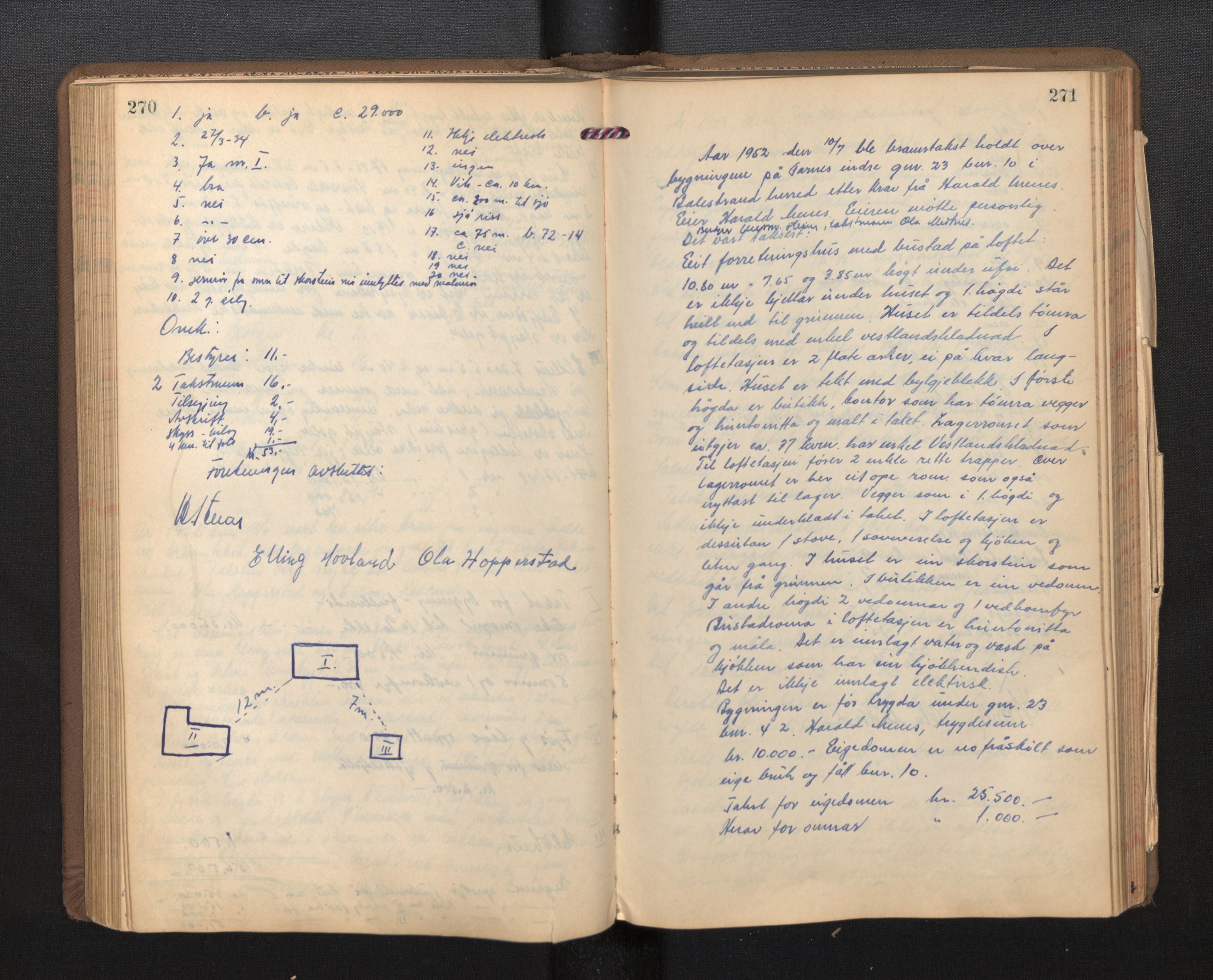 Lensmannen i Balestrand, AV/SAB-A-26501/0012/L0002: Branntakstprotokoll, 1920-1955, p. 270-271