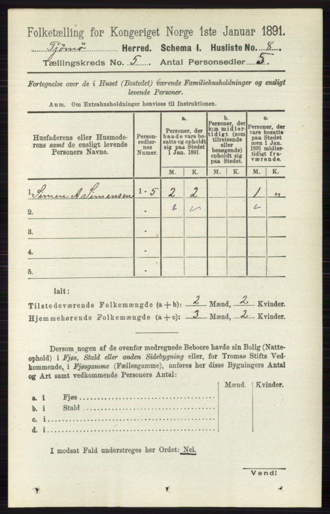 RA, 1891 census for 0723 Tjøme, 1891, p. 1608