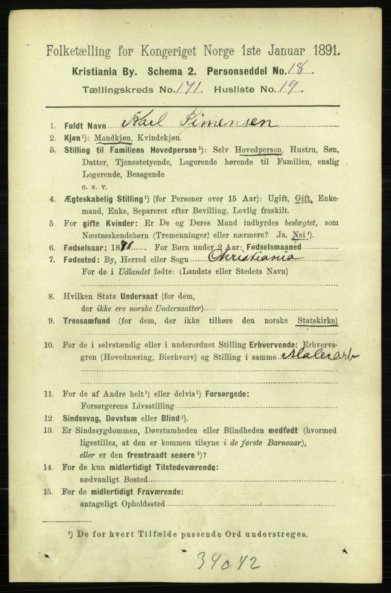 RA, 1891 census for 0301 Kristiania, 1891, p. 101043