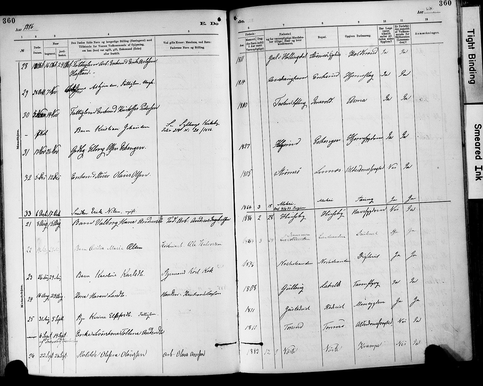 Lier kirkebøker, AV/SAKO-A-230/F/Fa/L0015: Parish register (official) no. I 15, 1883-1894, p. 360