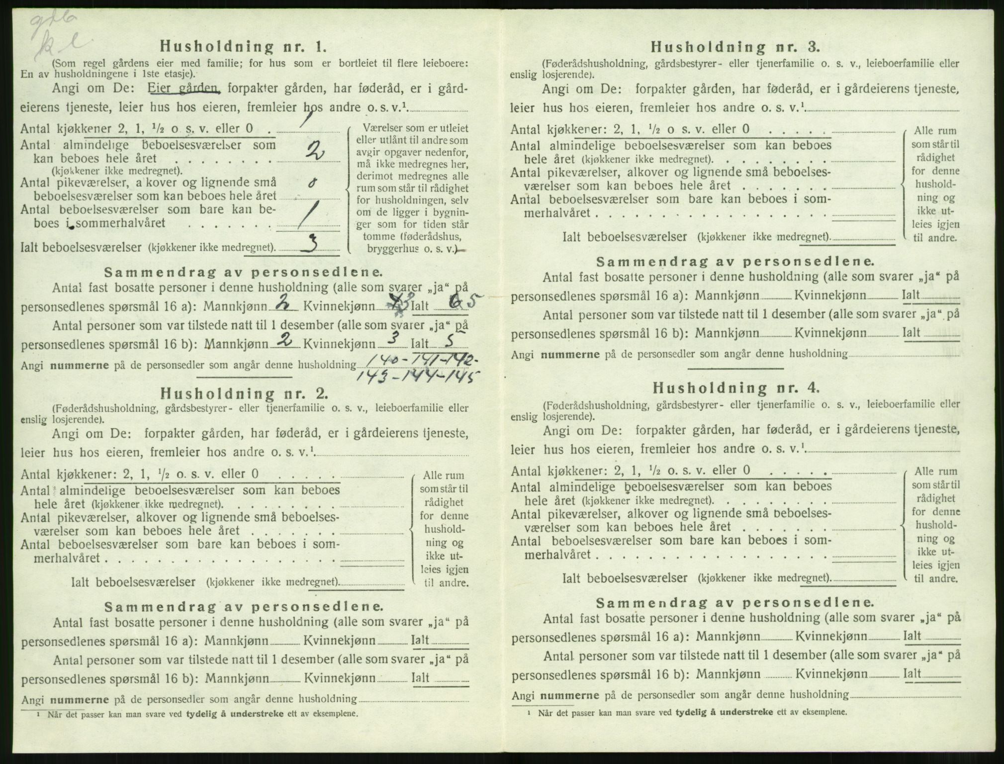 SAT, 1920 census for Volda, 1920, p. 1623