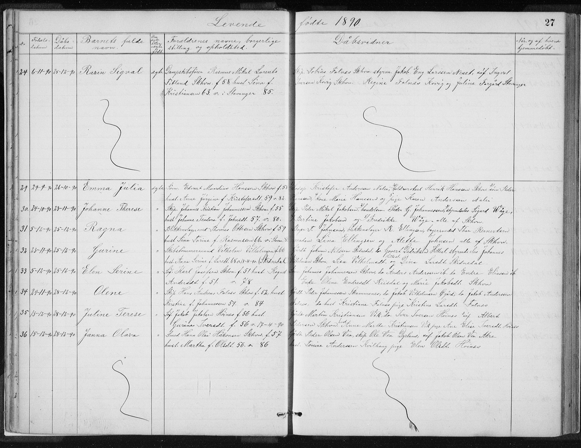 Skudenes sokneprestkontor, SAST/A -101849/H/Ha/Hab/L0007: Parish register (copy) no. B 7, 1885-1899, p. 27
