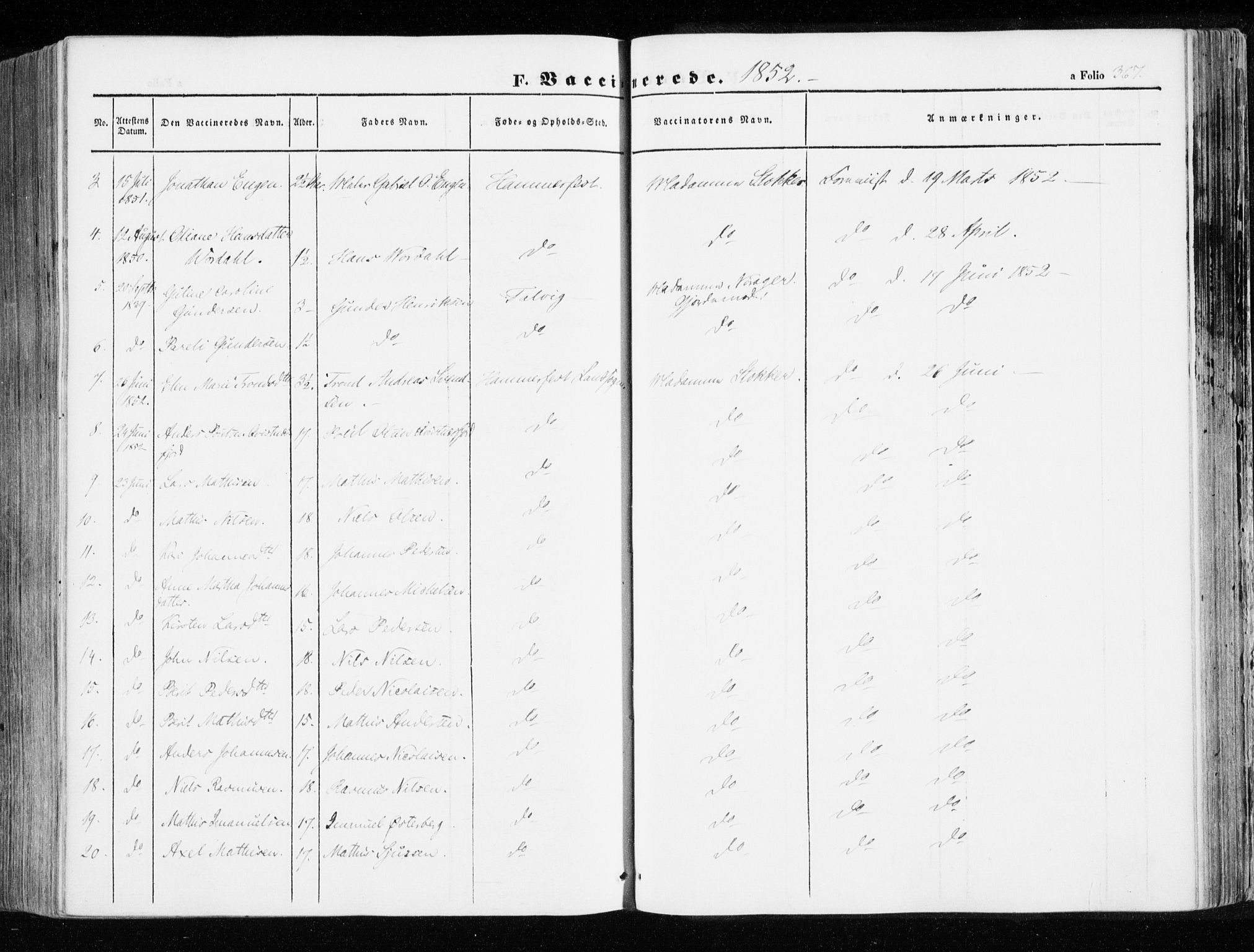 Hammerfest sokneprestkontor, AV/SATØ-S-1347/H/Ha/L0004.kirke: Parish register (official) no. 4, 1843-1856, p. 367