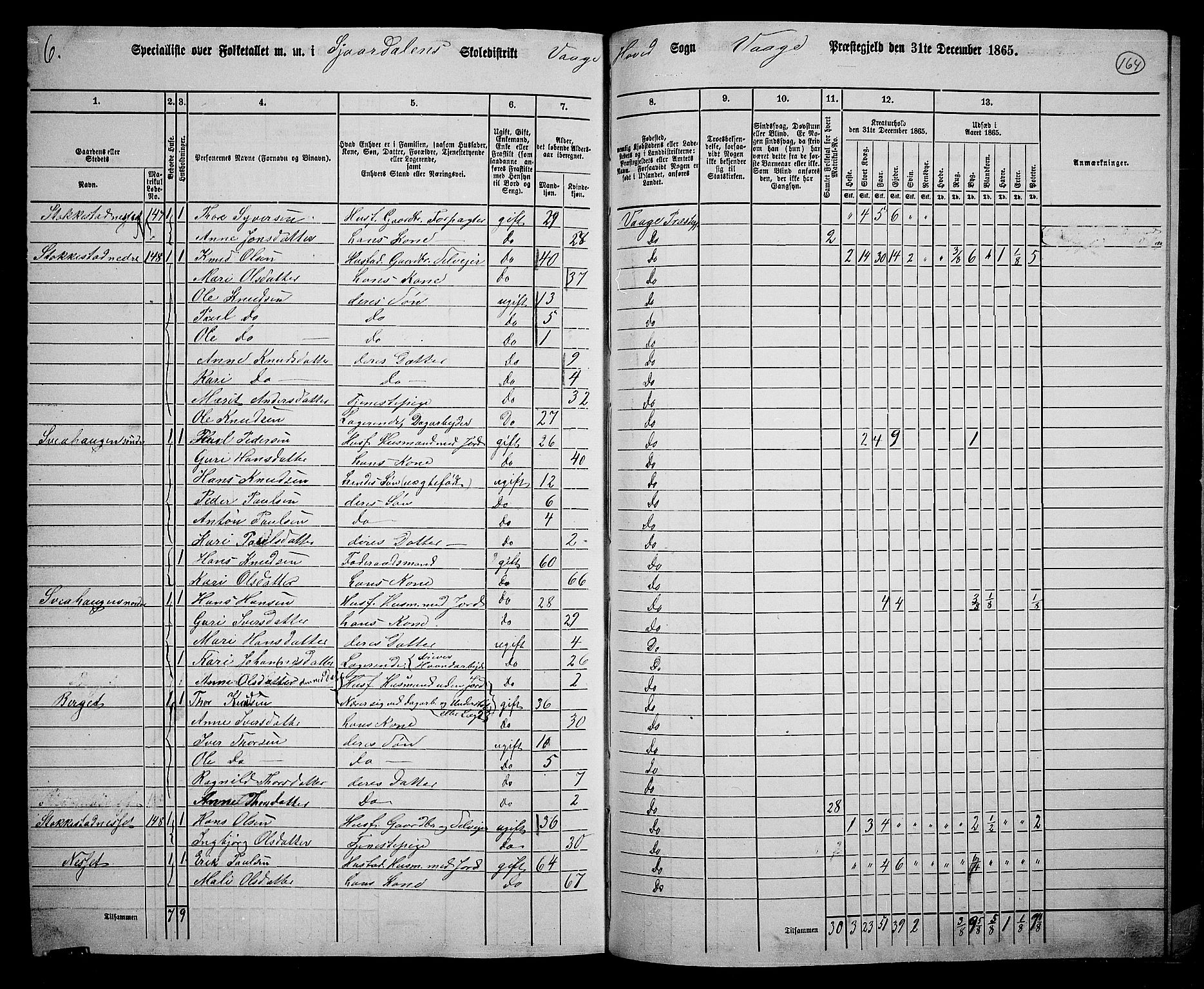 RA, 1865 census for Vågå, 1865, p. 149