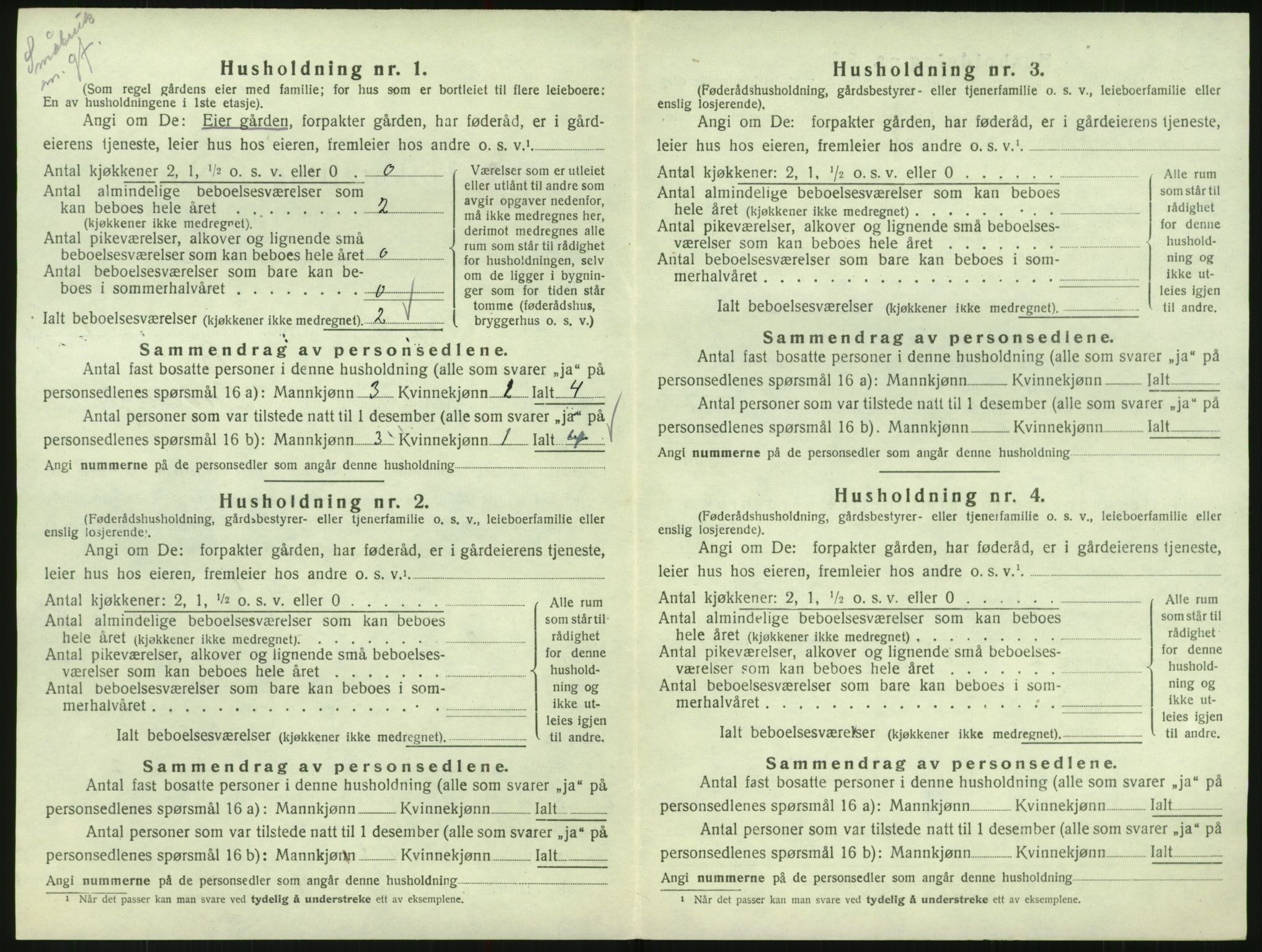 SAK, 1920 census for Bykle, 1920, p. 32