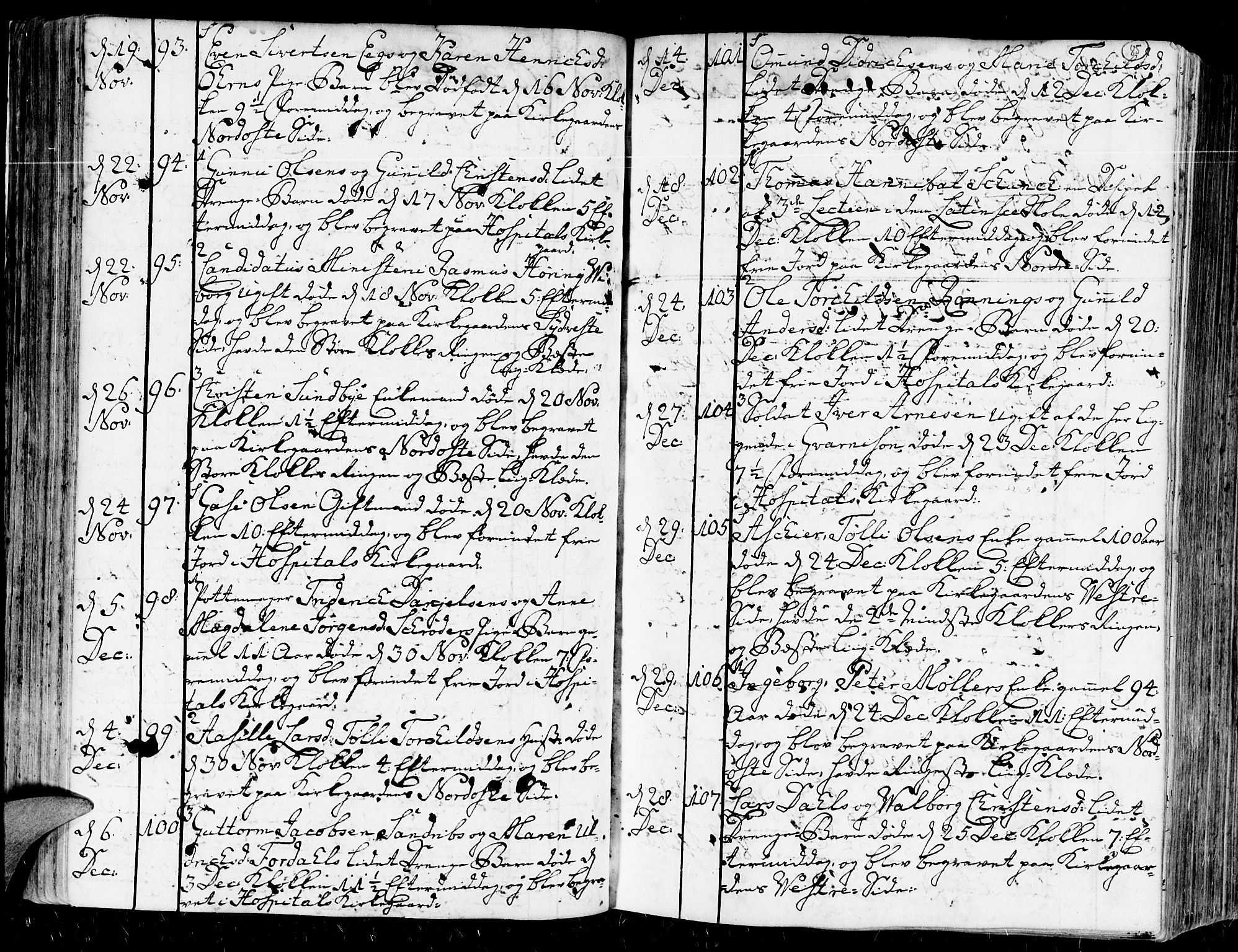 Kristiansand domprosti, AV/SAK-1112-0006/F/Fa/L0004: Parish register (official) no. A 4, 1762-1794, p. 85