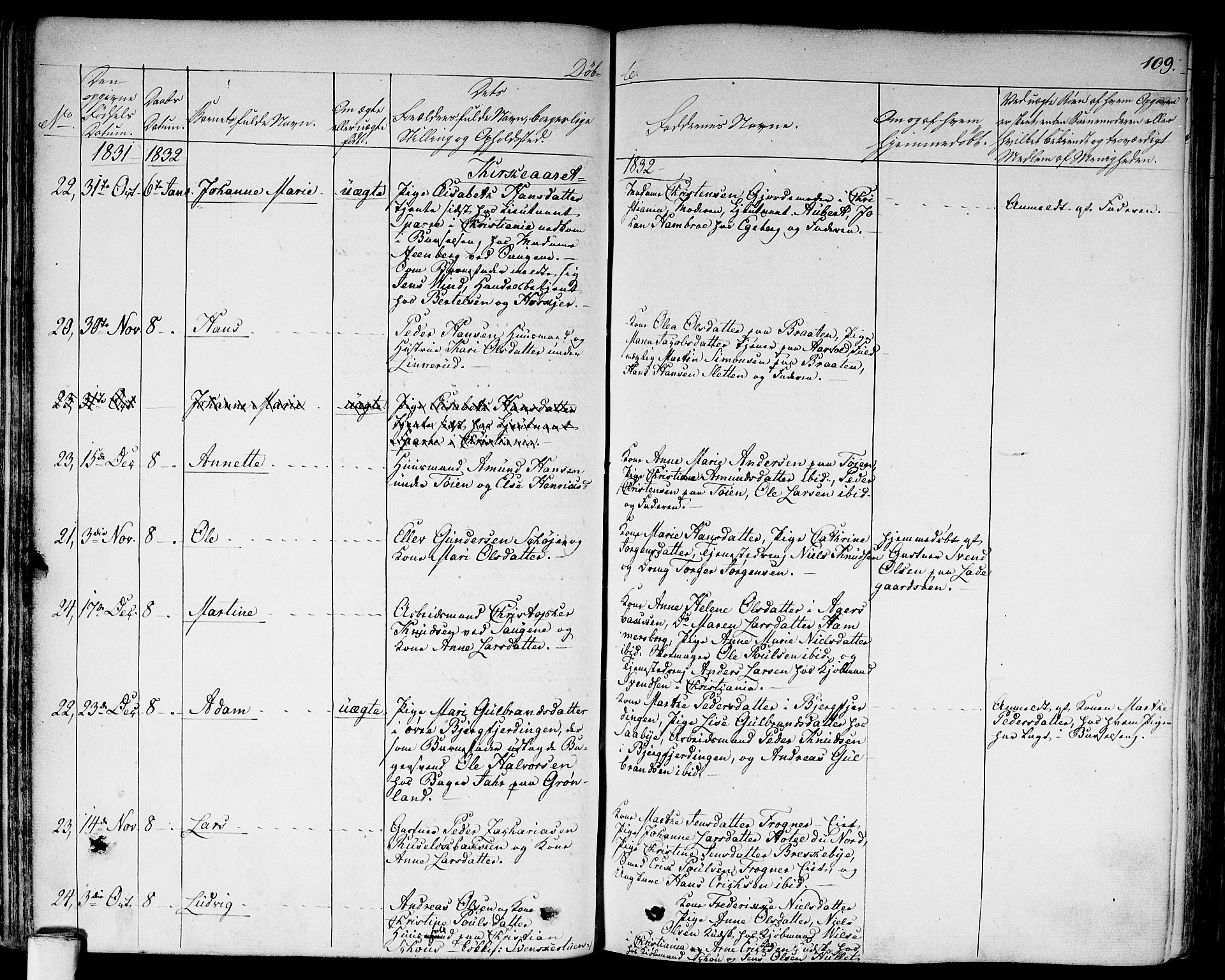 Aker prestekontor kirkebøker, AV/SAO-A-10861/F/L0013: Parish register (official) no. 13, 1828-1837, p. 109