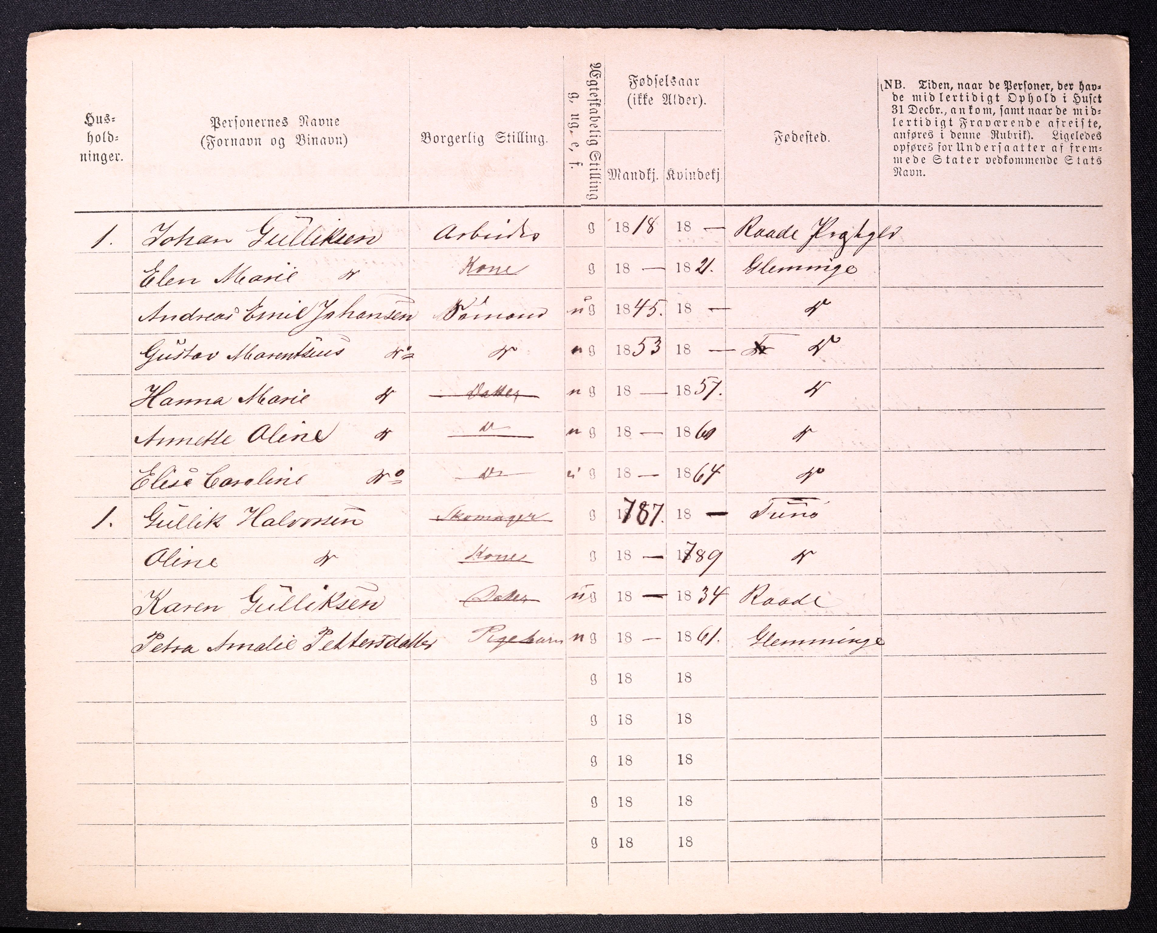 RA, 1870 census for 0103 Fredrikstad, 1870, p. 1162