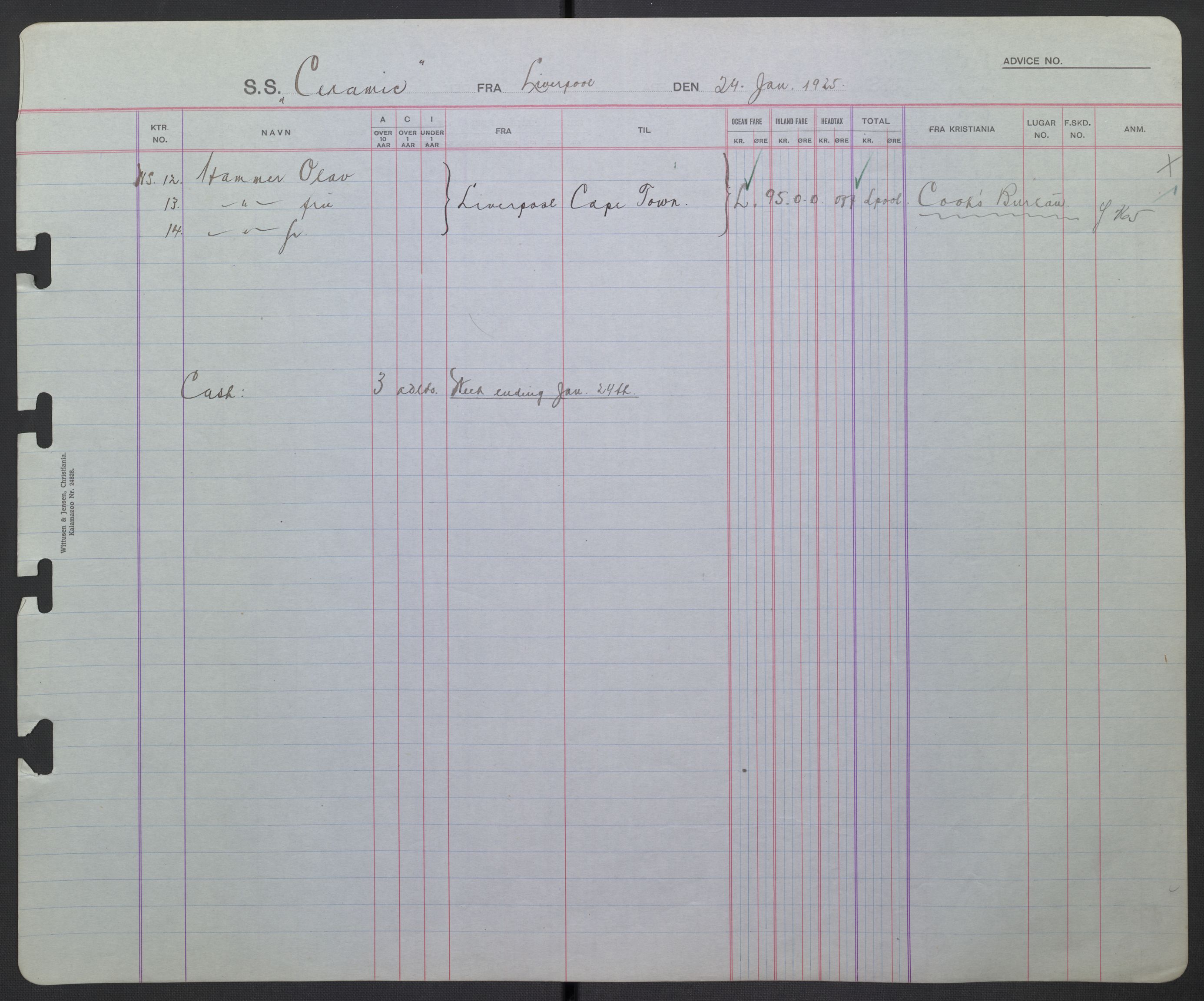 White Star-linjen, AV/SAO-PAO-0201/D/Db/L0001: Passasjerlister, 1924-1937, p. 62