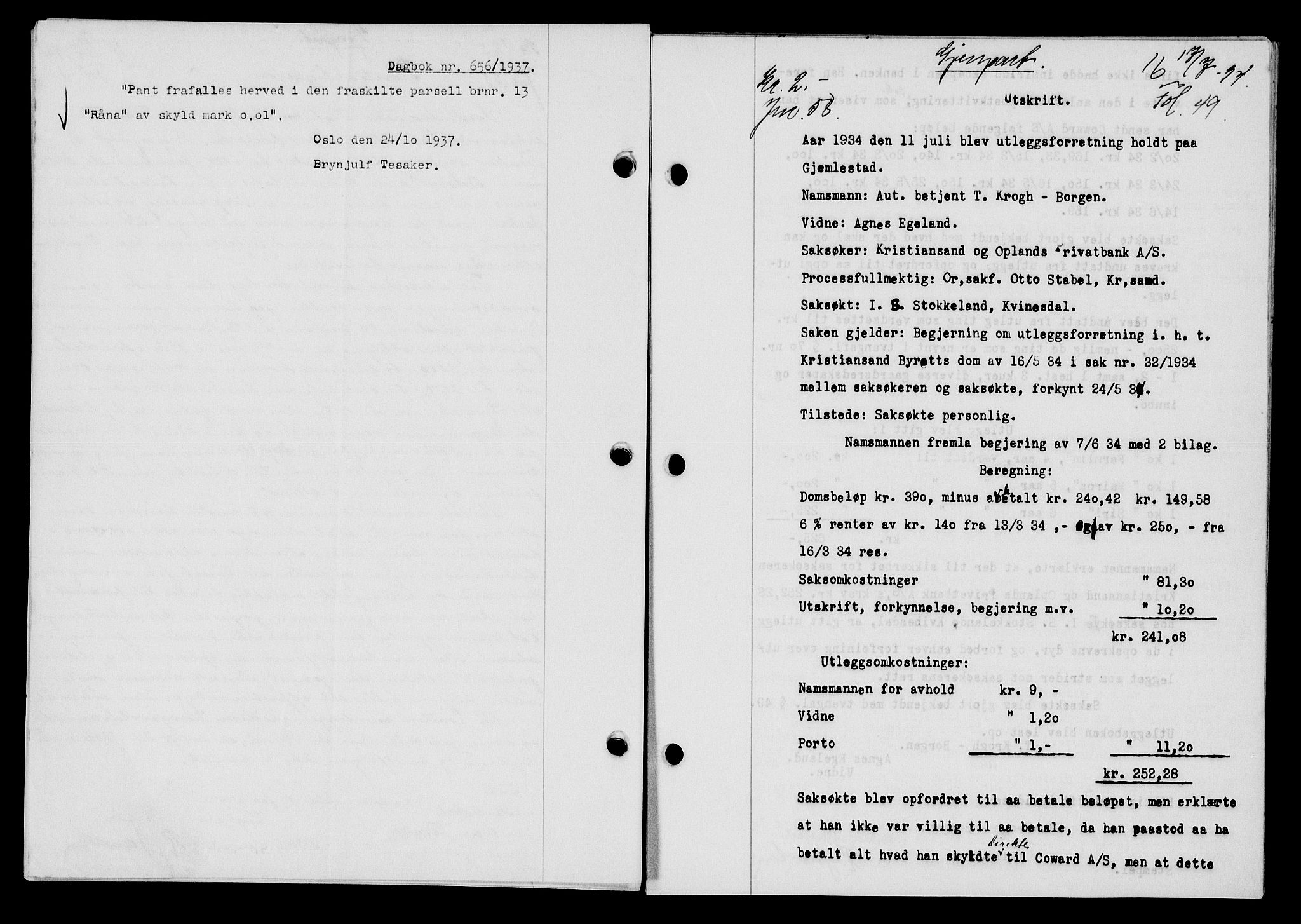 Flekkefjord sorenskriveri, SAK/1221-0001/G/Gb/Gba/L0051: Mortgage book no. 47, 1934-1935, Deed date: 17.07.1934