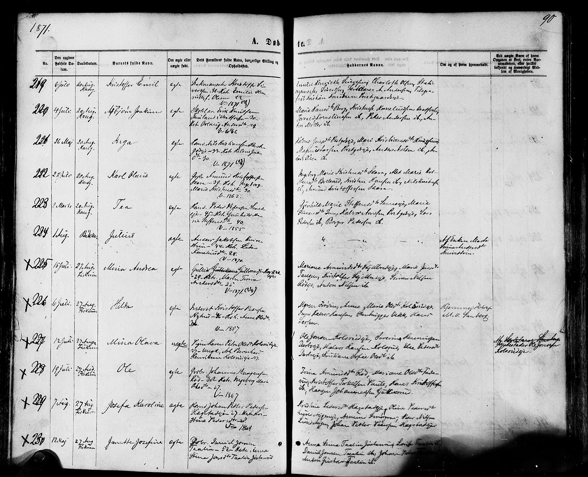 Eiker kirkebøker, AV/SAKO-A-4/F/Fa/L0017: Parish register (official) no. I 17, 1869-1877, p. 90