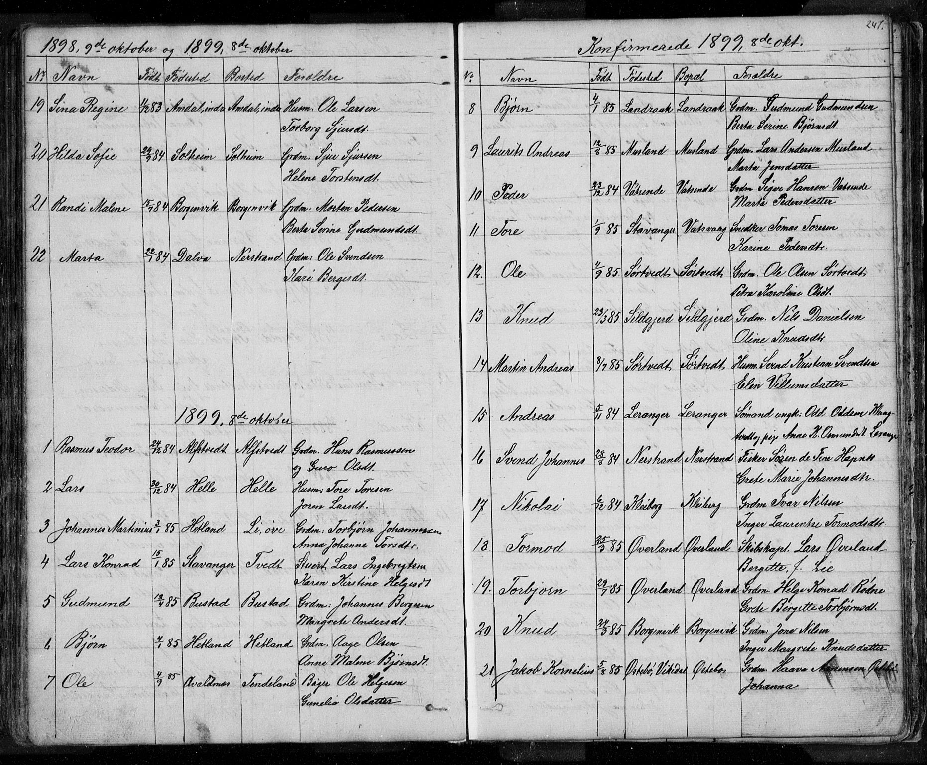 Nedstrand sokneprestkontor, SAST/A-101841/01/V: Parish register (copy) no. B 3, 1848-1933, p. 247