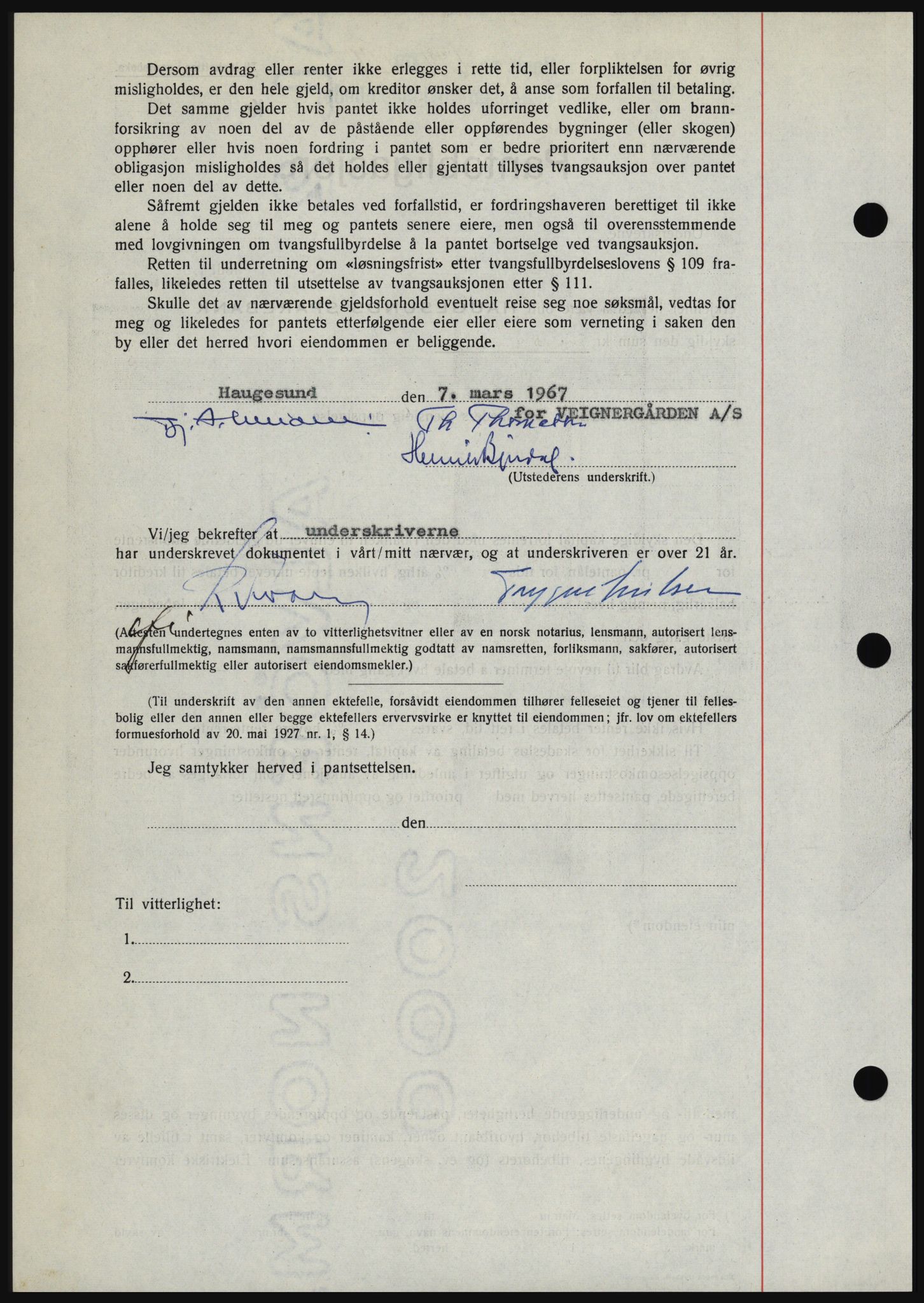 Haugesund tingrett, SAST/A-101415/01/II/IIC/L0056: Mortgage book no. B 56, 1966-1967, Diary no: : 676/1967