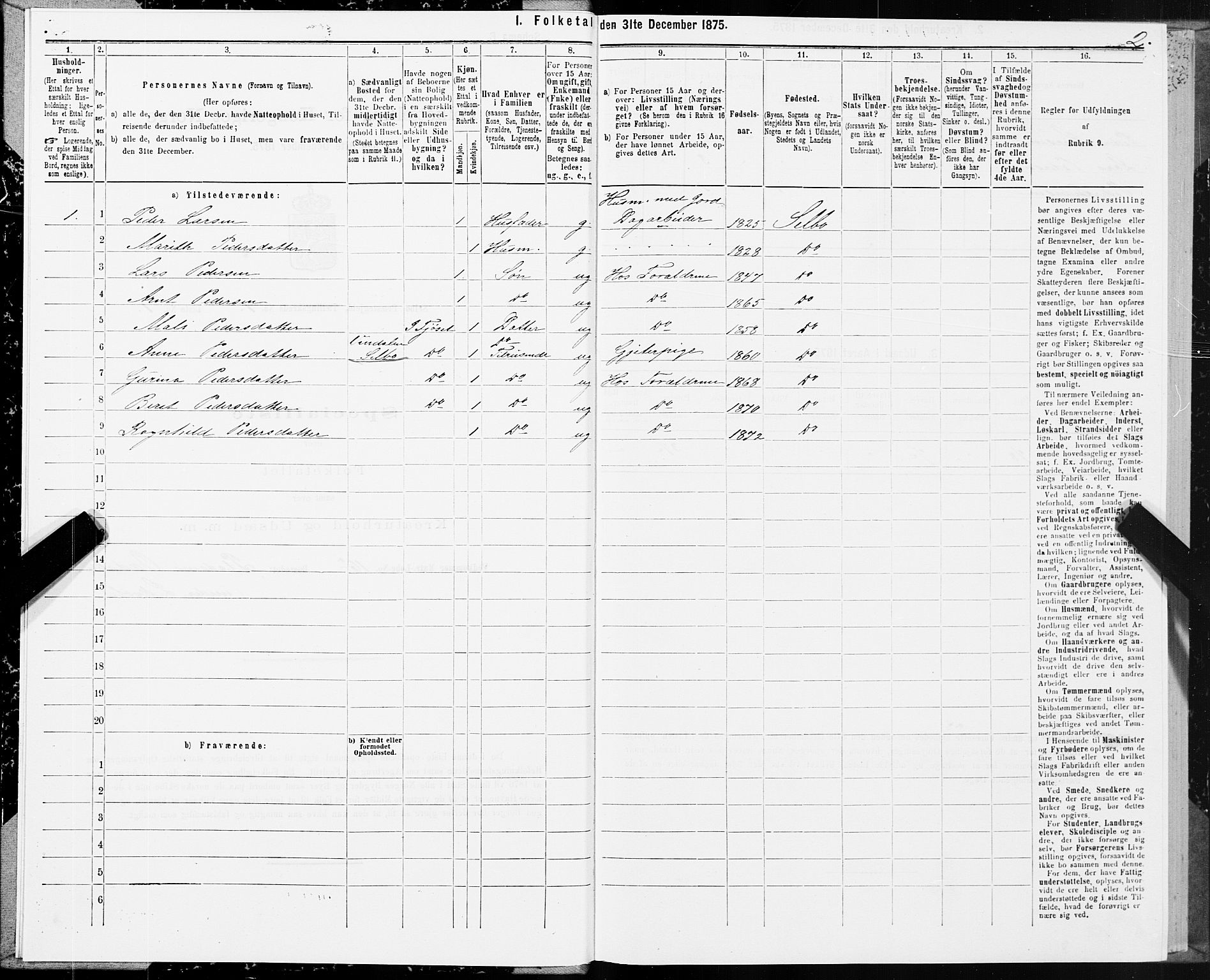 SAT, 1875 census for 1664P Selbu, 1875, p. 1002