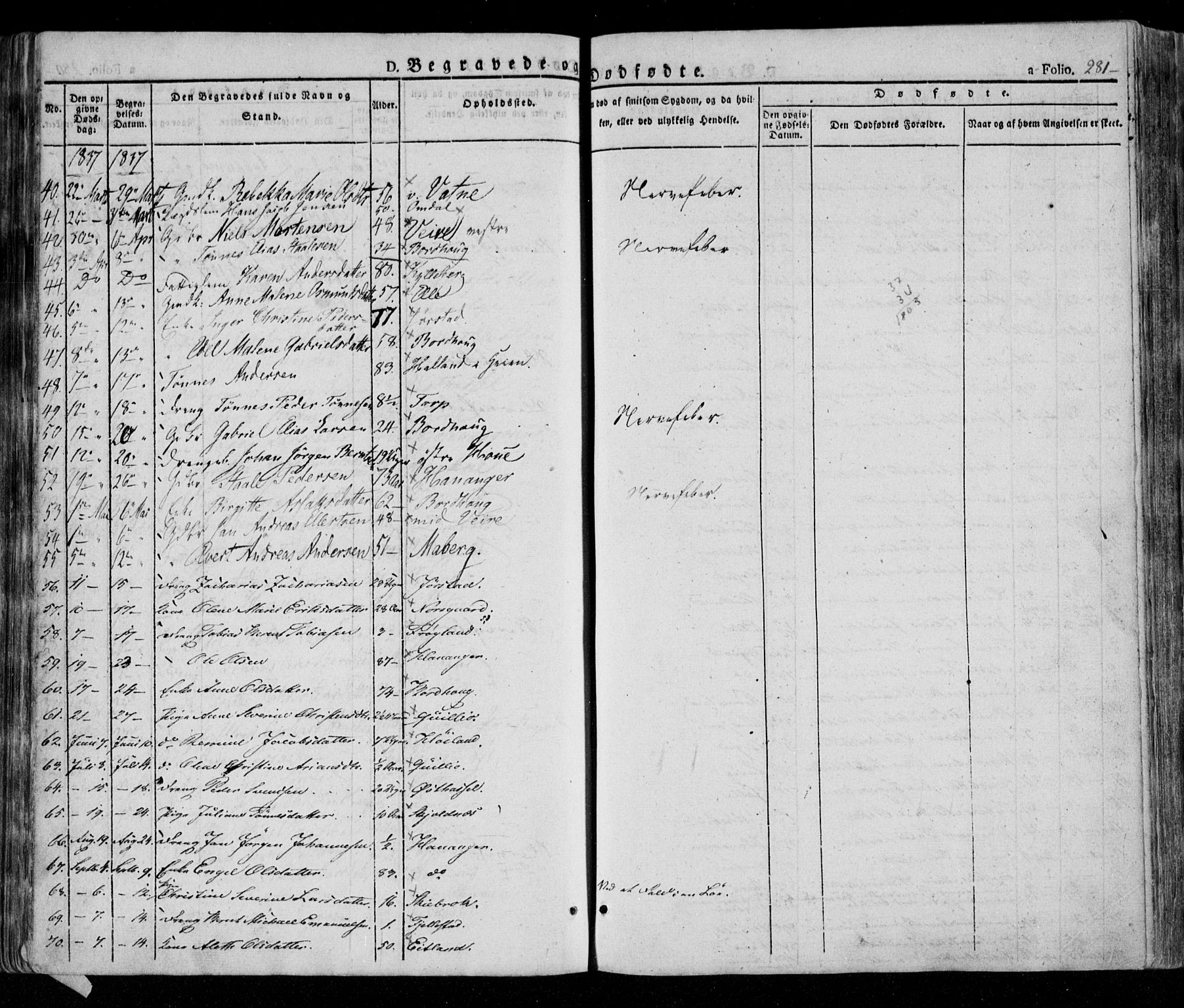 Lista sokneprestkontor, AV/SAK-1111-0027/F/Fa/L0009: Parish register (official) no. A 9, 1835-1846, p. 281