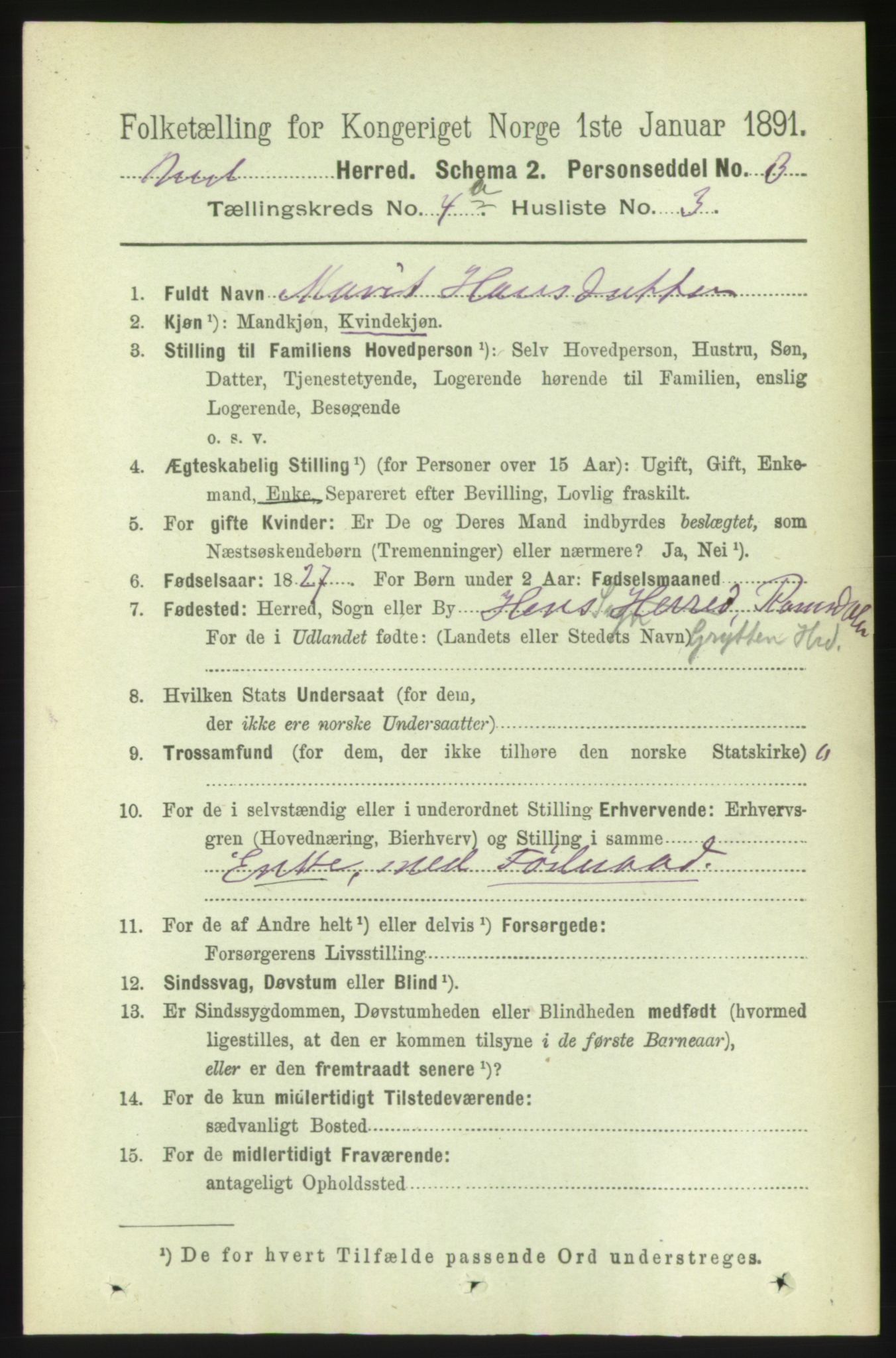 RA, 1891 census for 1549 Bud, 1891, p. 2178