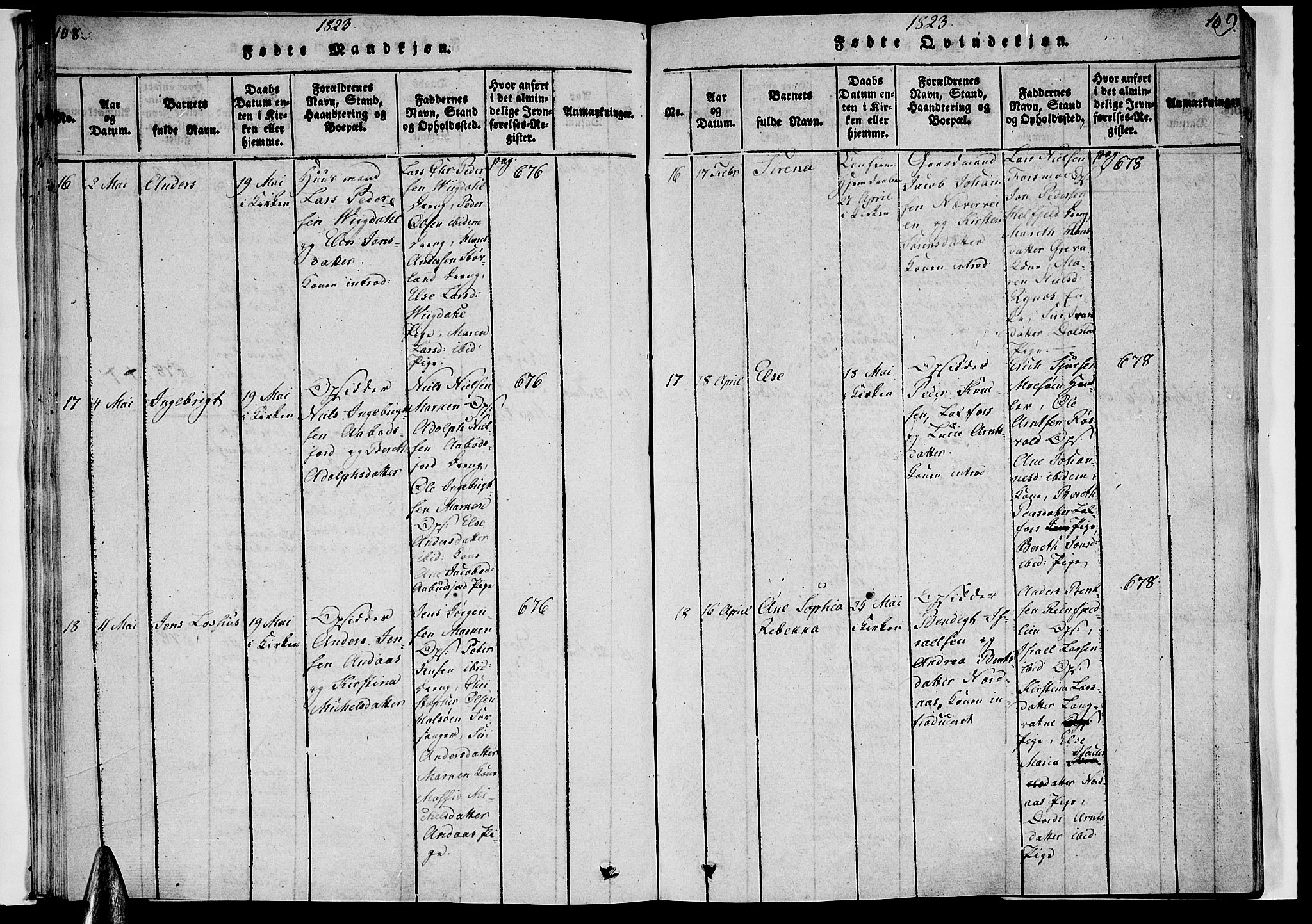 Ministerialprotokoller, klokkerbøker og fødselsregistre - Nordland, AV/SAT-A-1459/820/L0288: Parish register (official) no. 820A09, 1820-1825, p. 108-109